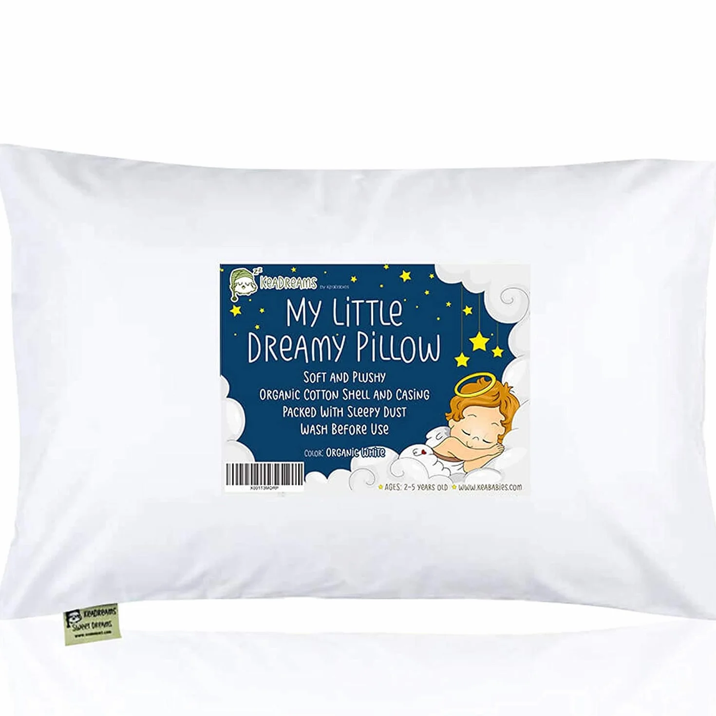 Poduszka dla małych dzieci z poszewką na poduszkę, miękka, ekologiczna bawełna do spania, nadaje się do prania, poduszka dla małych dzieci (Soft White)