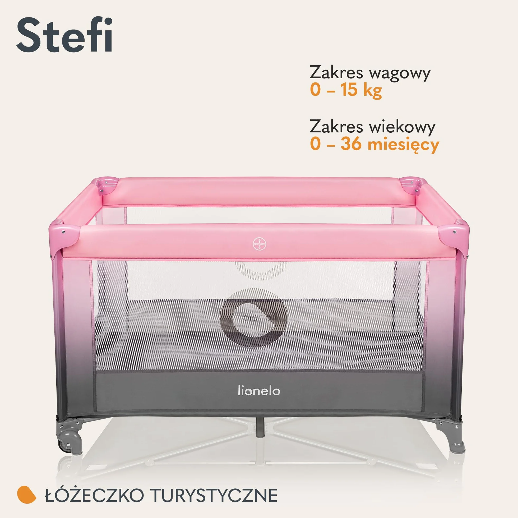 Lionelo Stefi 2 w 1 łóżeczko turystyczne, łóżko dziecięce z przewijakiem, przewiewne ścianki, system LockGuard, łóżeczko przenośne do 15 kg, składane, torba transportowa
