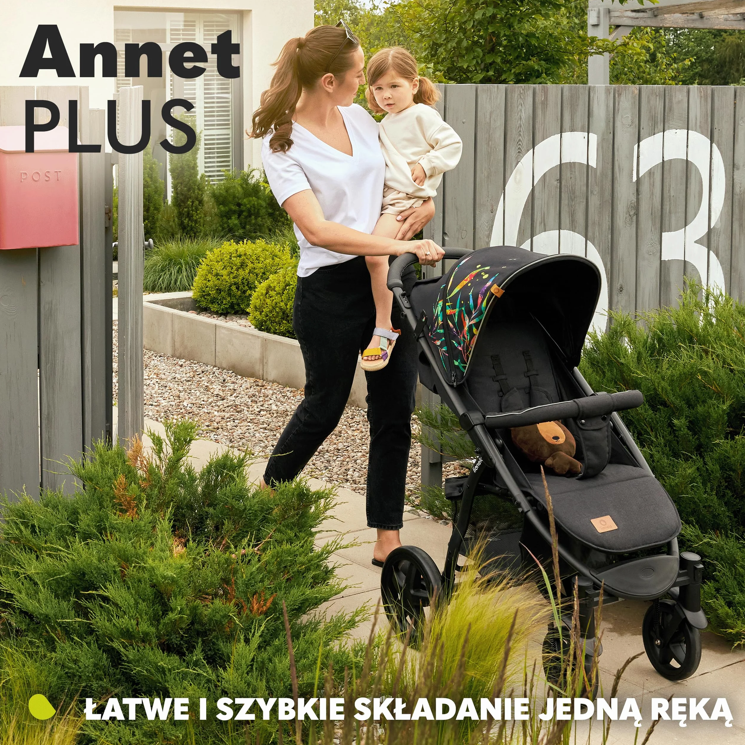 LIONELO Annet Plus wózek spacerowy do 22 kg, regulacja oparcia do pozycji leżącej, łatwe składanie, koła EVA, 5-punktowe pasy, daszek XXL, ocieplacz moskitiera (zielony)