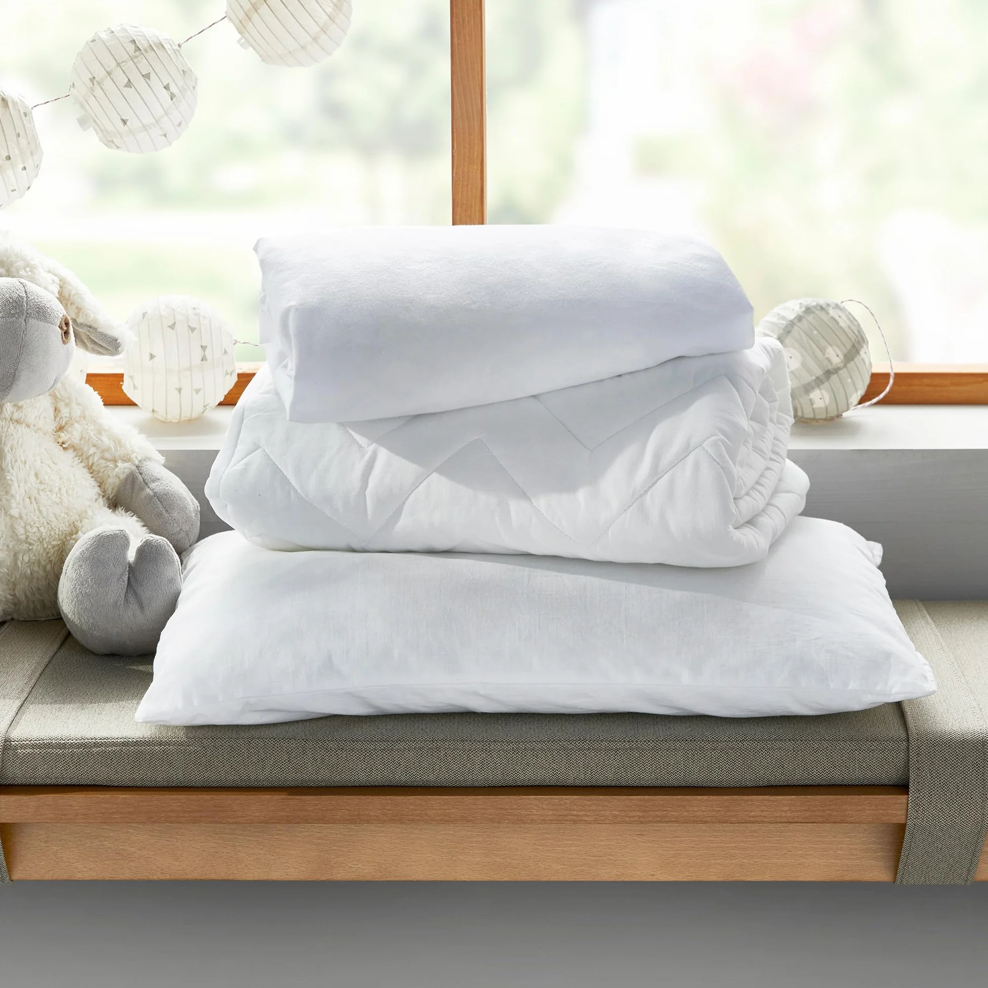 Pikolin Home - Wodoodporny ochraniacz na materac frotte i oddychający, chłonny, certyfikat Oeko-Tex, na łóżeczko dziecięce 70, wysokość do 32 cm, nakładka na materac 70 x 140 cm