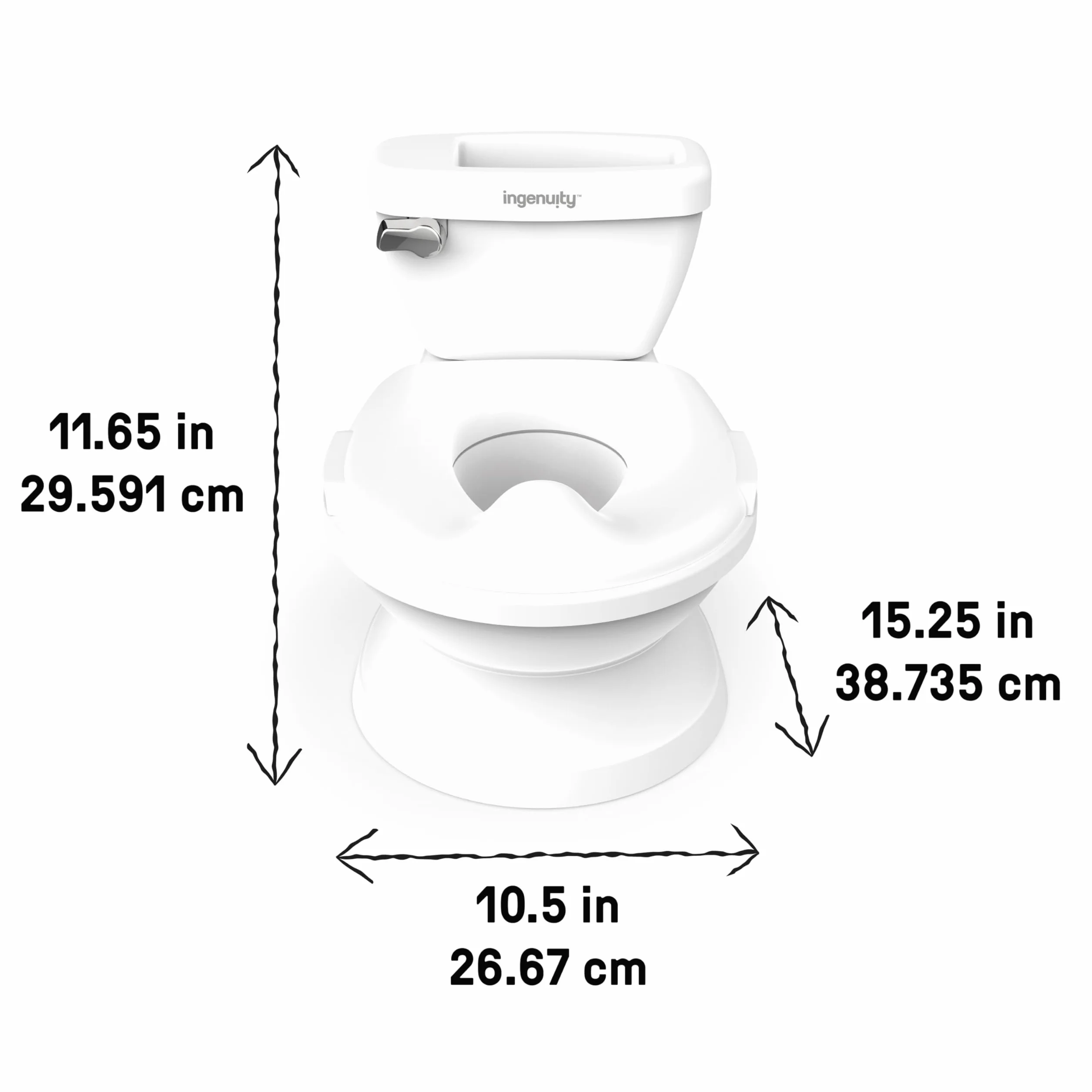 Ingenuity My Size Potty Pro, toaleta do nauki korzystania z nocnika dla niemowląt, realistyczny dźwięk spłukiwania, ochrona przed zachlapaniem, łatwa do czyszczenia, ze zdejmowaną miską
