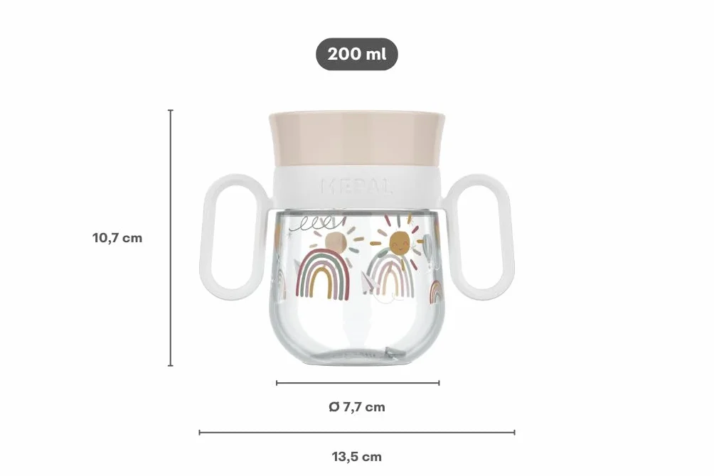 Mepal, Educatieve Mok 360° Mio Little Dutch, Szczelność, Obręcz 360° do Picia z Każdej Strony, Łatwe do Trzymania Uchwyty, Automatyczne Wyłączanie po Zaprzestaniu Picia, 200 ml, Fairy Garden
