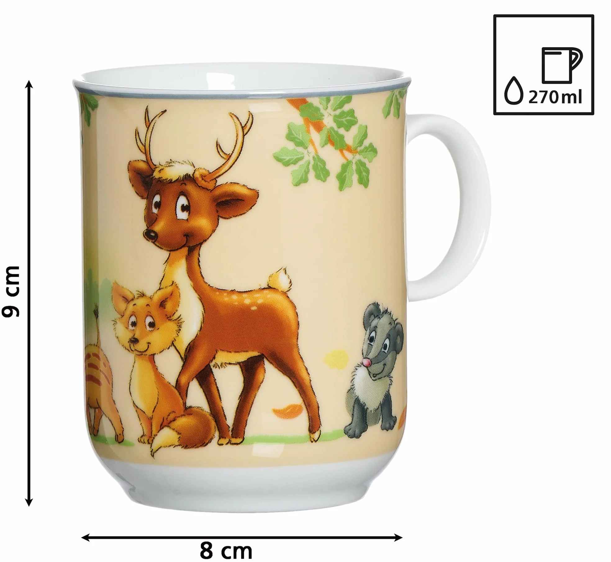 Ritzenhoff & Breker Zestaw naczyń dla dzieci, zwierzęta leśne ze sztućcami i szklankami, 10-częściowy, porcelana