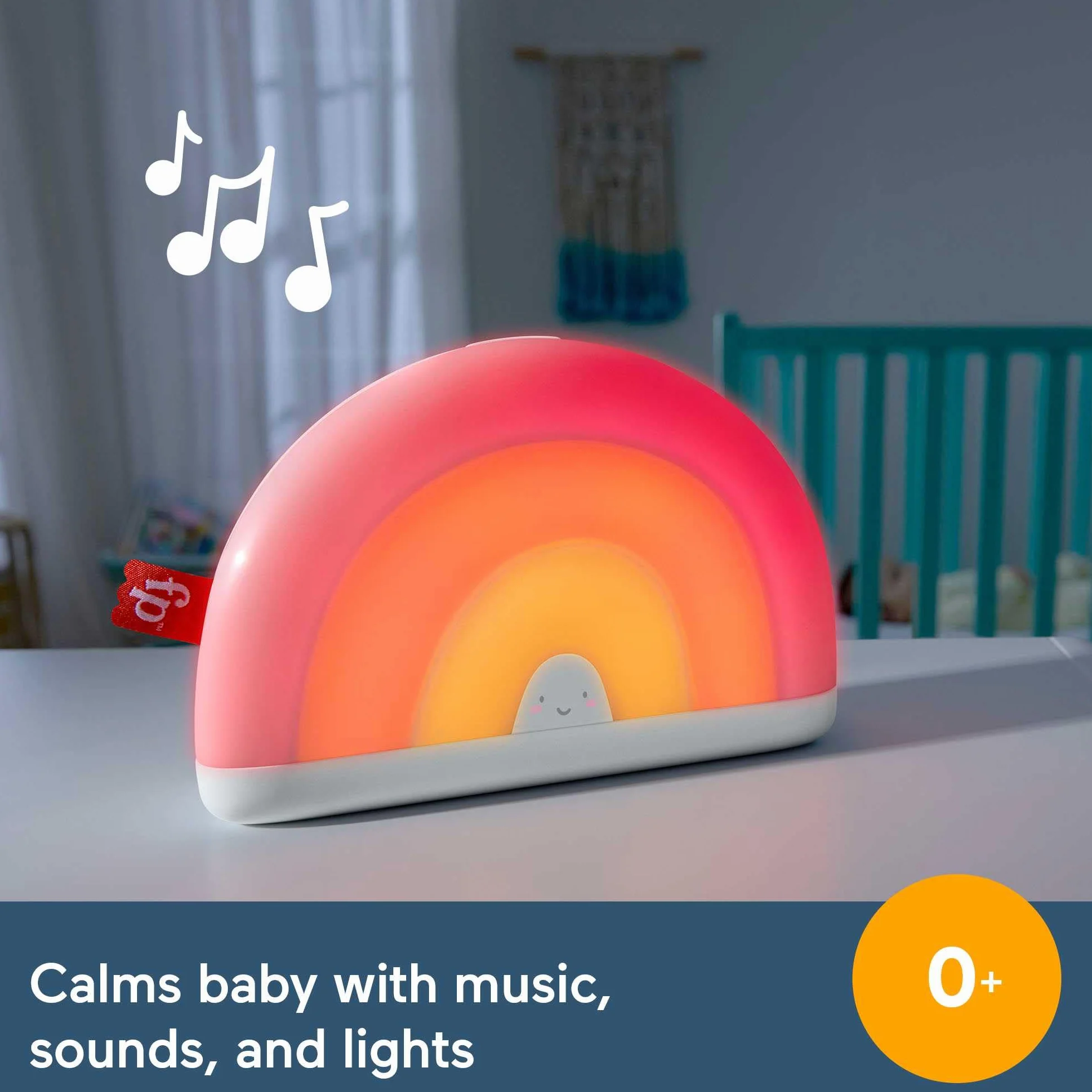 Fisher-Price Uspokajacz Świecąca Tęcza z muzyką i światełkami dla dzieci od narodzin, HGB91