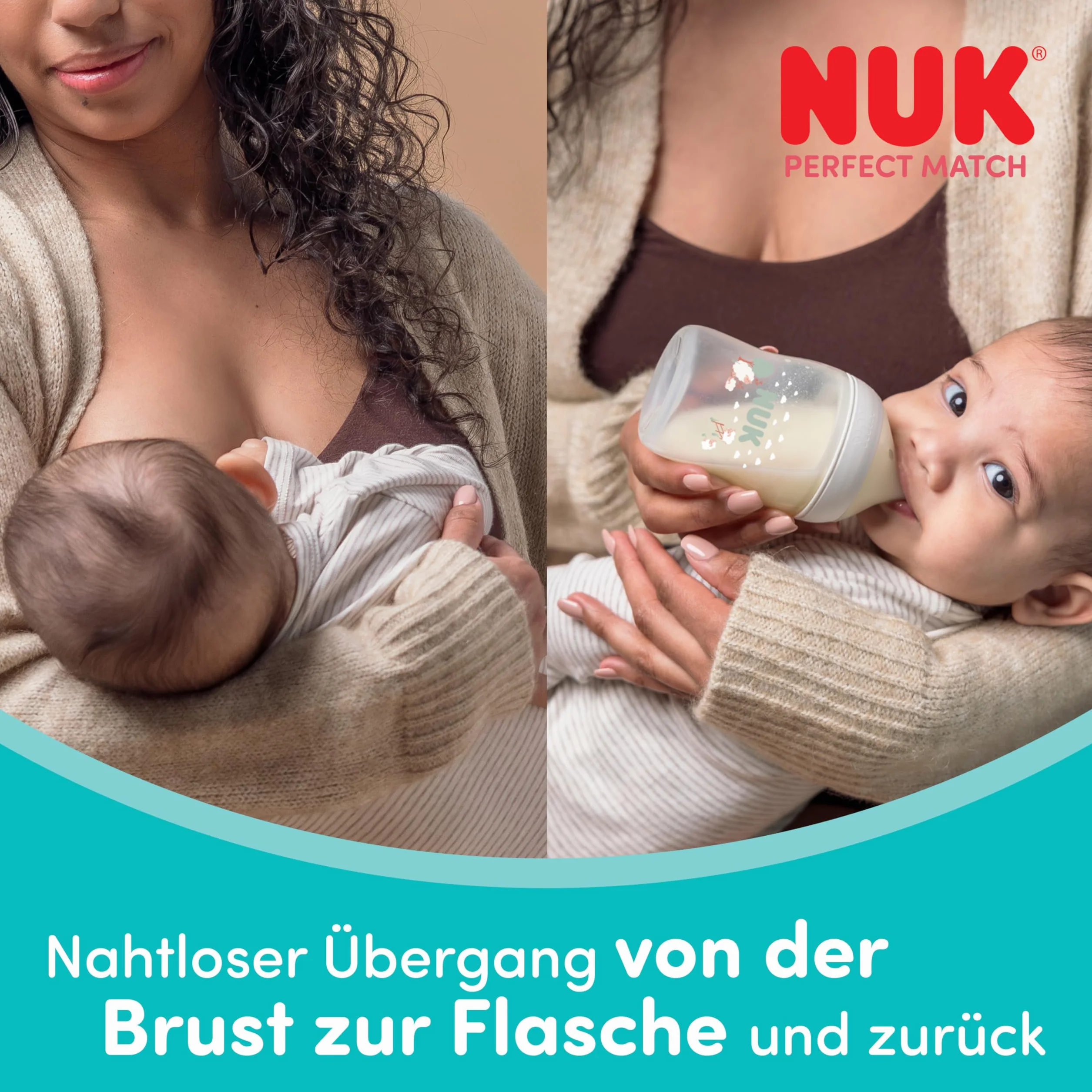 NUK Perfect Match Butelka dla niemowląt | 0+ miesięcy | 150 ml | Butelka przeciwkolkowa | PP | Wskaźnik kontroli temperatury | Małpka | 1 sztuka