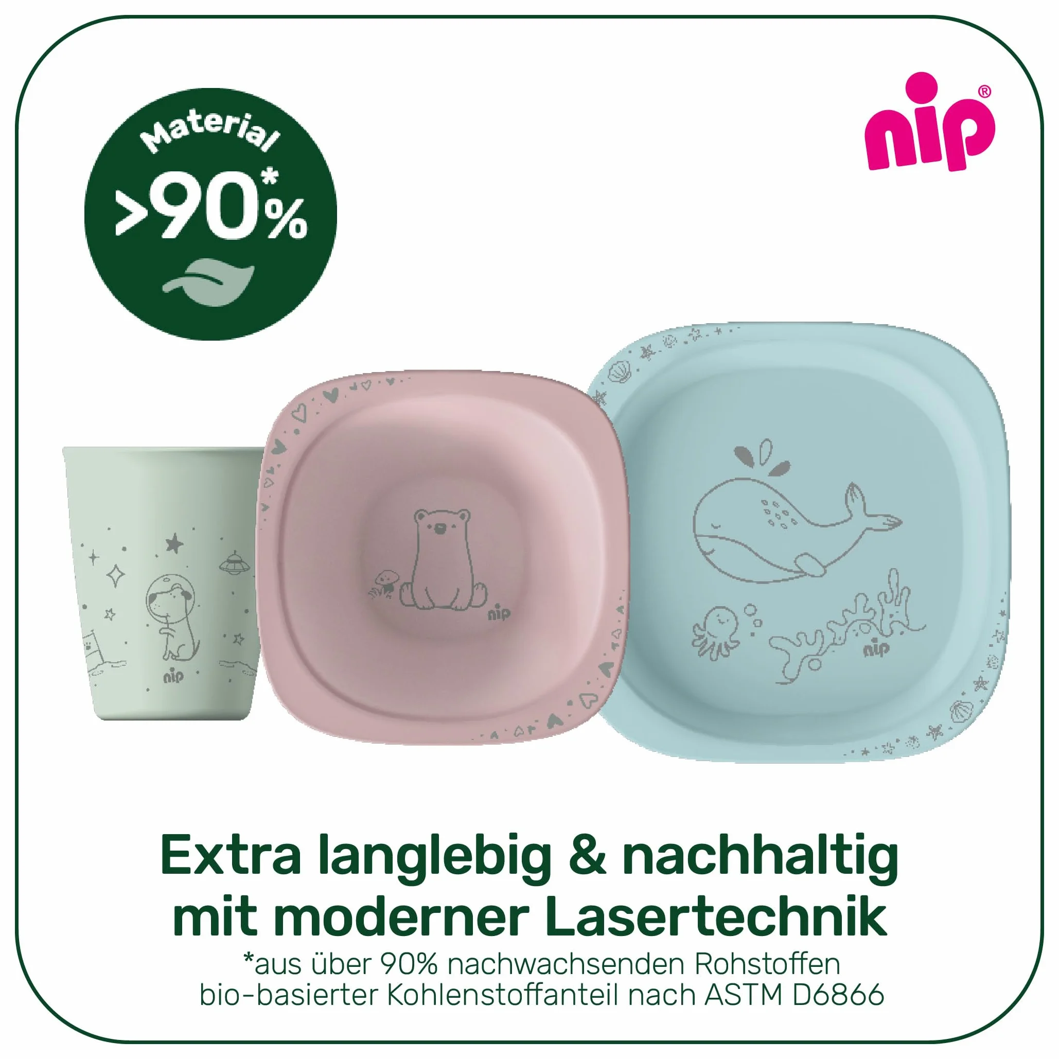 nip Kubek do picia | Trwały i wytrzymały kubek z zaokrągloną krawędzią dla dzieci w wieku od 12 miesięcy i starszych, ergonomiczny, wykonany z ponad 90% surowców odnawialnych | 2 sztuki, różowy