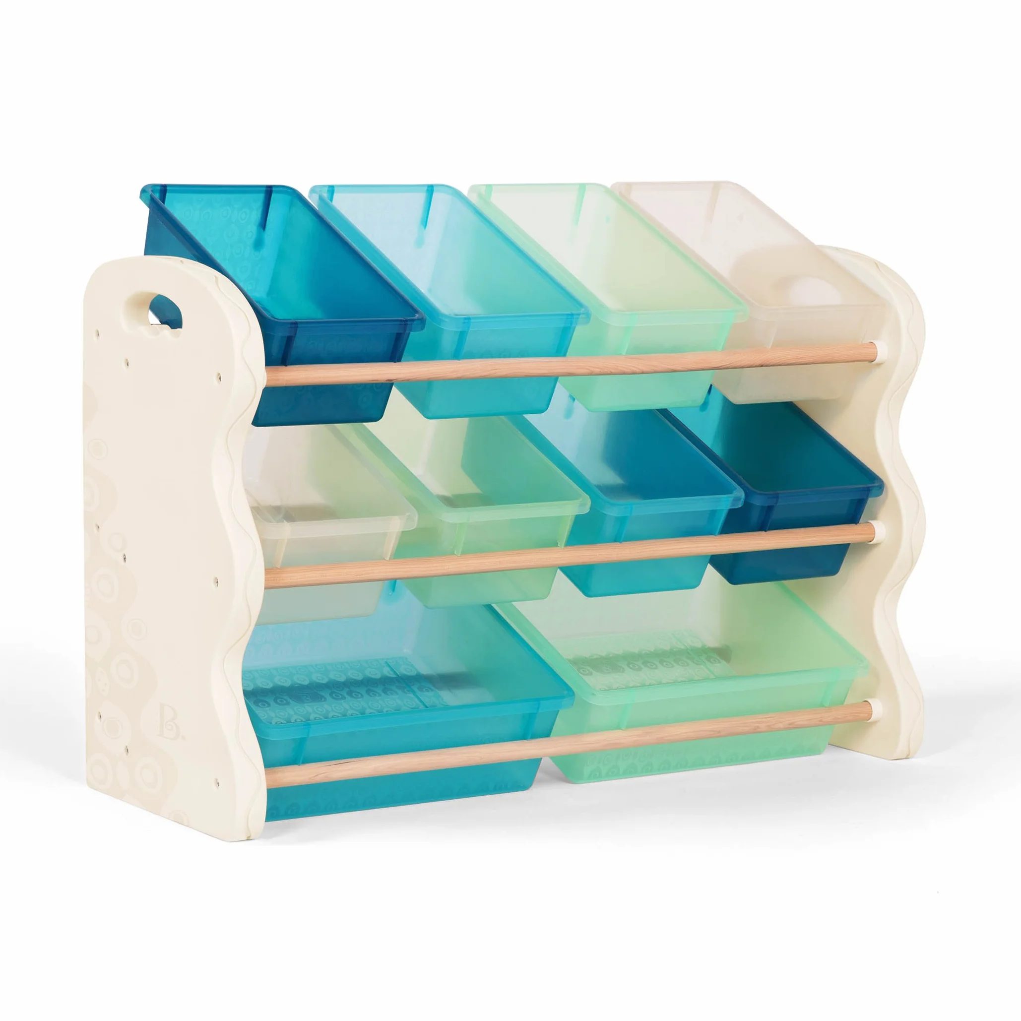 B. spaces by Battat BX1898C1Z B Totes Tidy – organizer na zabawki z 10 pojemnikami do przechowywania dla dzieci – modny zestaw mebli dla maluchów