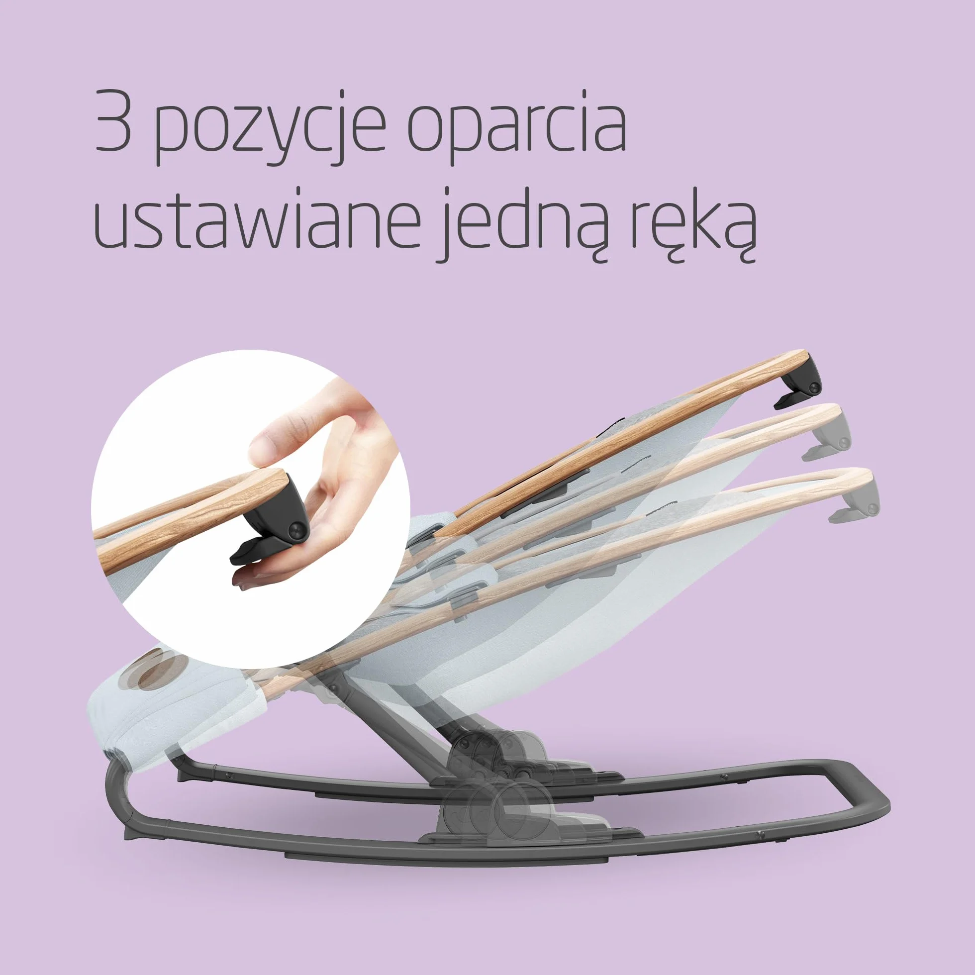 Maxi-Cosi Leżaczek Kori 2 w 1, lekki bujaczek z przytulną wkładką dla niemowląt, 0–9 kg, Essential Grey