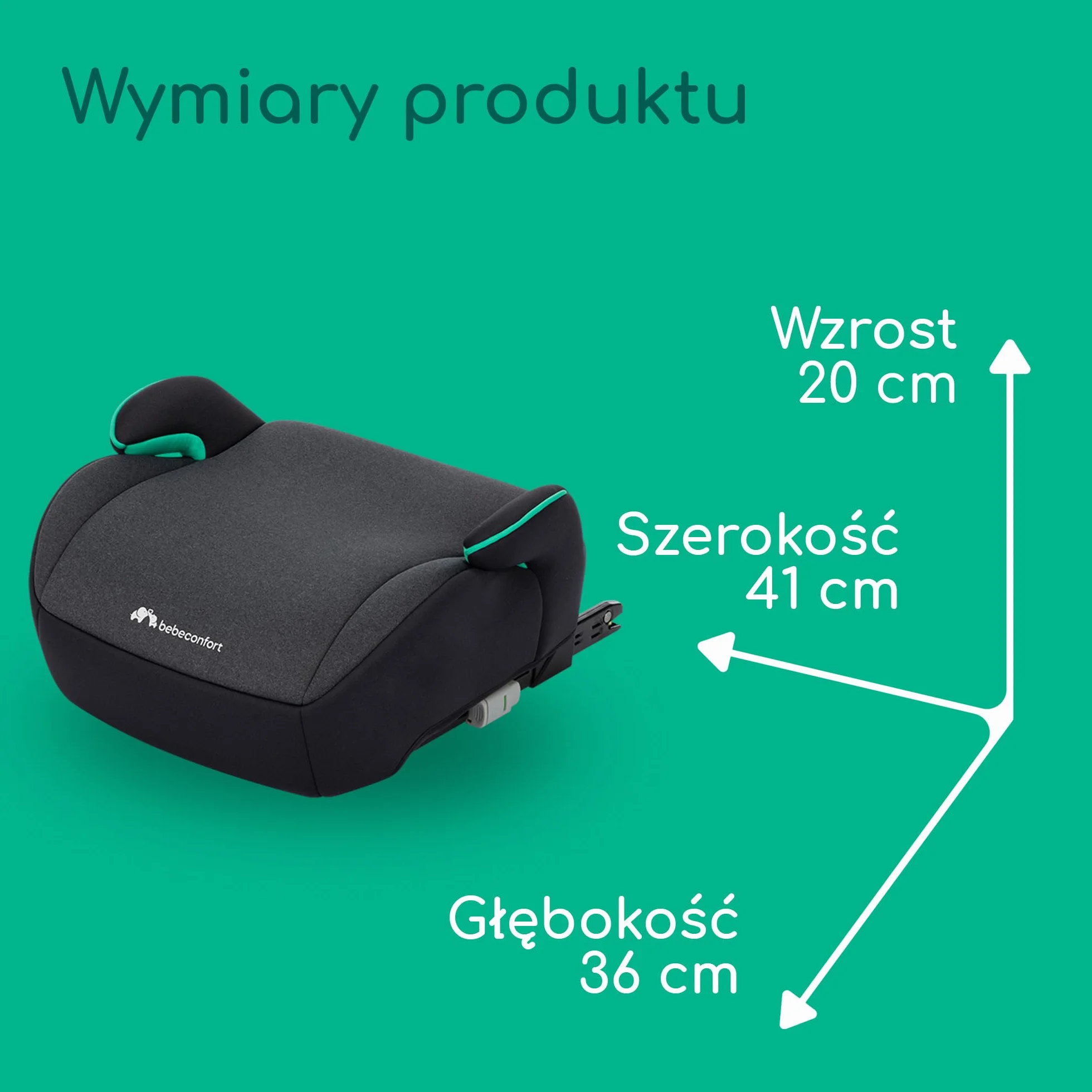 Bebeconfort Manga i-Fix, Booster dla starszaka, Fotelik typu booster z miękką poduszką i systemem ISOFIX, Lekki wyściełany fotelik booster dla starszaka, 6–12 lat, 22–36 kg, 128–150 cm, Tinted Black