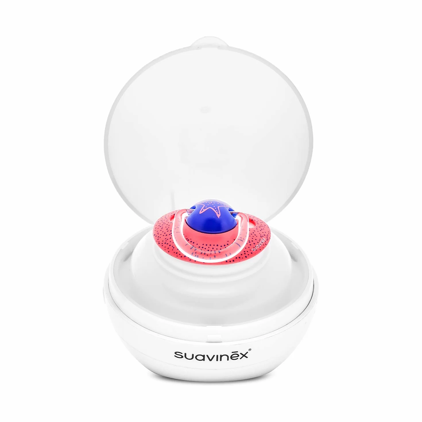 Suavinex, Sterylizator smoczków Nomad UV (UV). Sterylizuje w 3 minuty. Działa z kablem USB lub bateriami. Usuwa 99% zarazków. Perła
