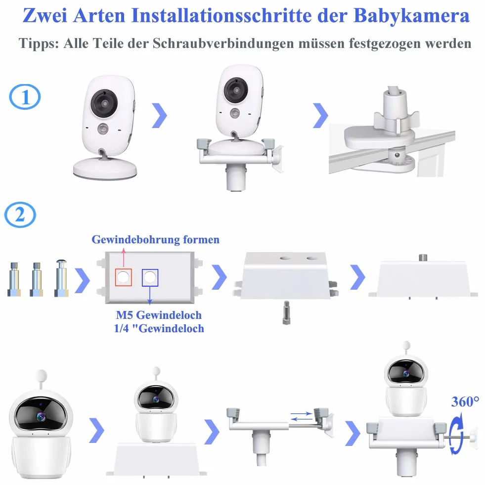 Uchwyt do niani, uchwyt na kamerę HelloBaby/momcozy/GHB/Philips Avent/eufy/nooie/Blemil/babymoov babyphone
