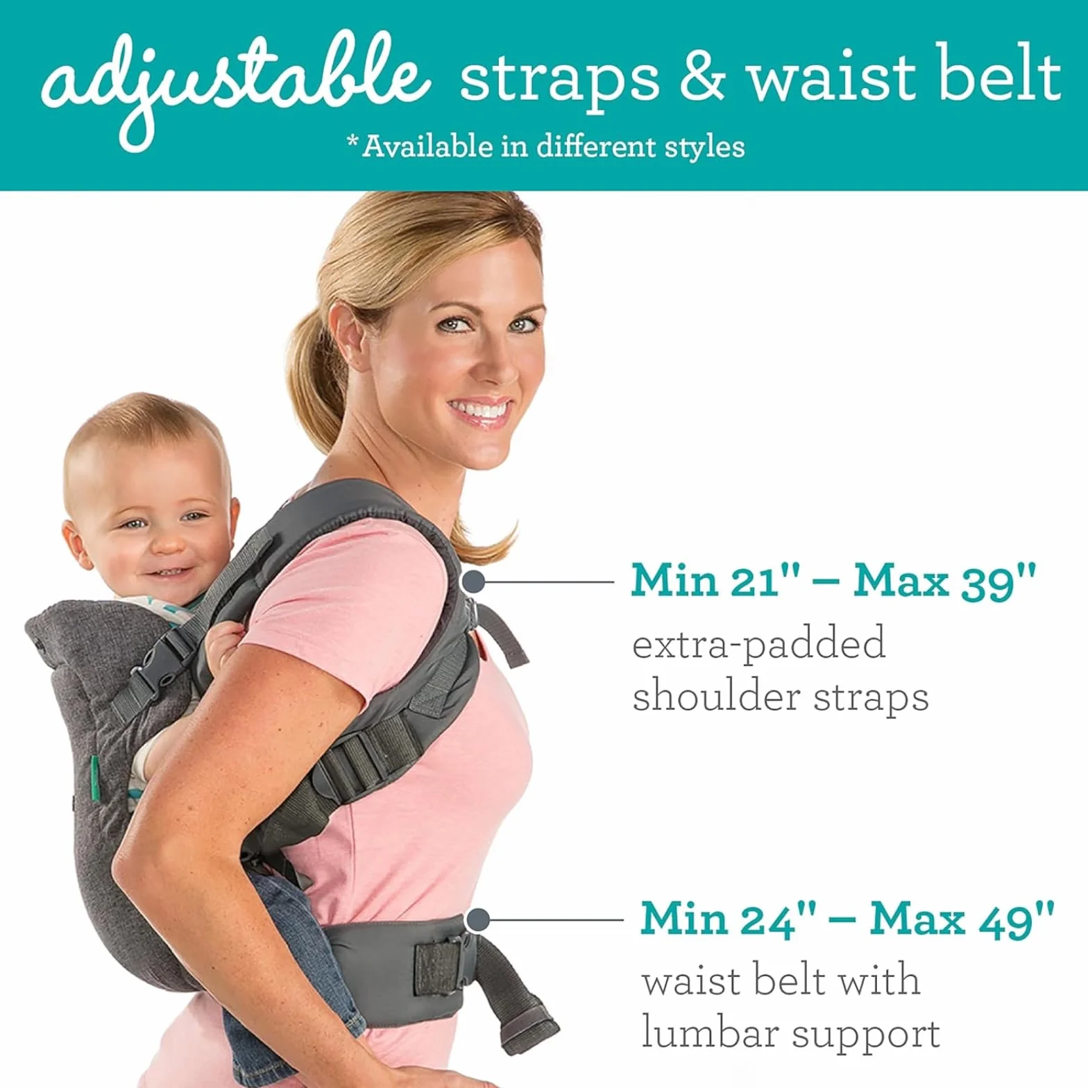 Infantino Flip Advanced 4-in-1 Carrier with Bib - Ergonomic, Convertible, Face-in and Face-out Front and Back Carry for Newborns and Older Babies, 8-32 lbs / 3.6-14.5 kg
