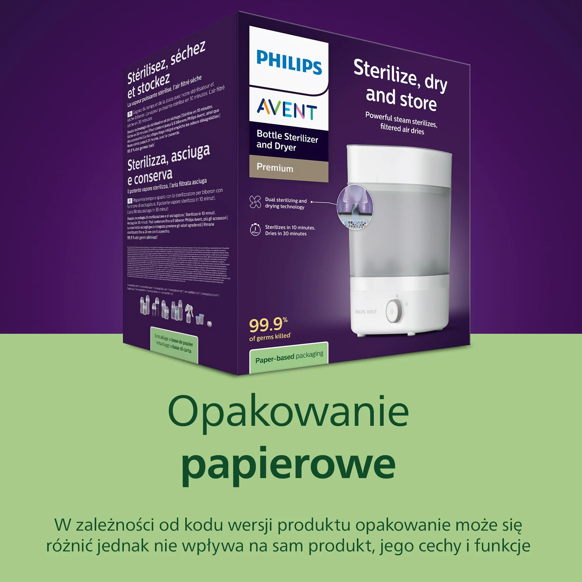 Philips Avent Elektryczny sterylizator parowy do butelek ze zintegrowaną suszarką na maks. 6 dziecięcych butelek, biały. Model SCF293/00