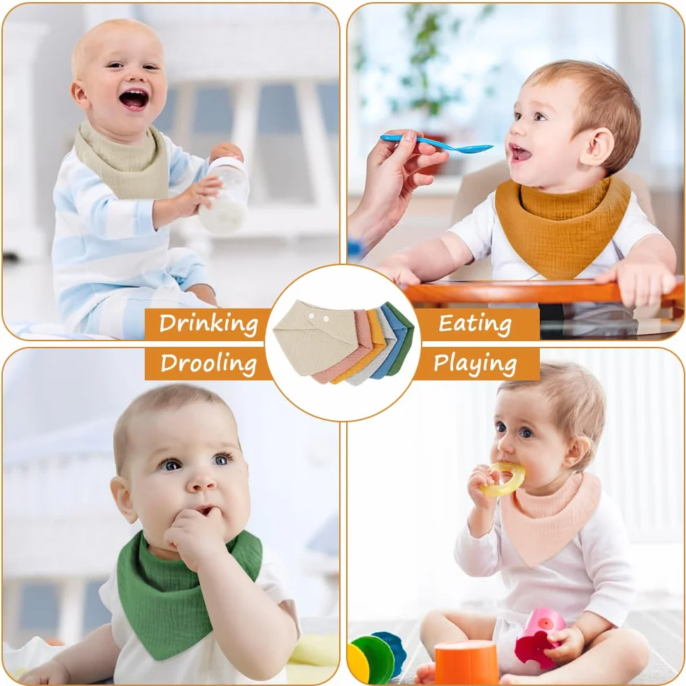 HOTUT Baby Bandana Dribble Bibs, śliniaki w 100% bawełniane z regulowanymi zatrzaskami, superchłonne, idealne na prezent dla niemowląt i noworodków, unisex