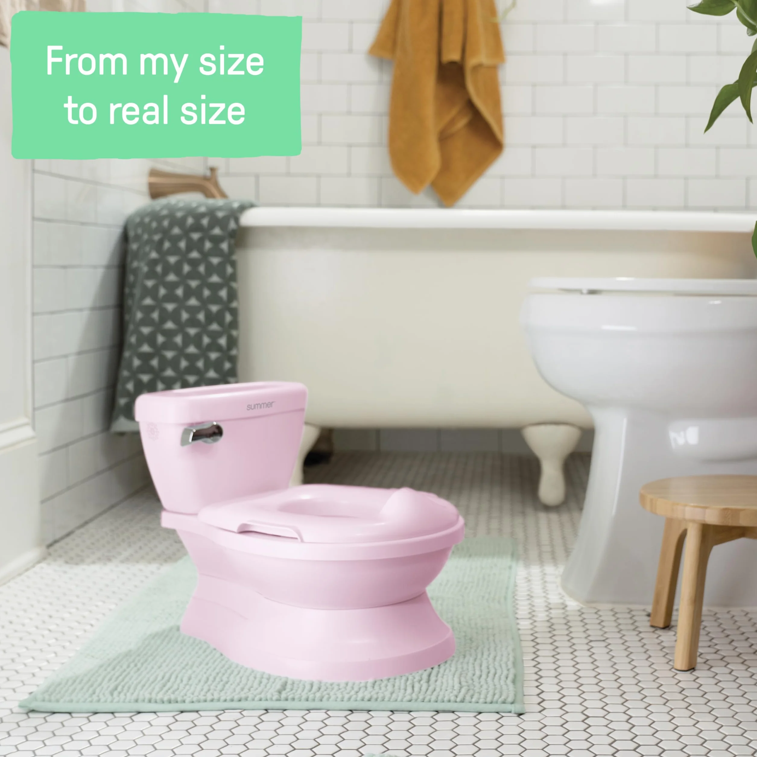 Ingenuity My Size Potty Pro, toaleta do nauki korzystania z nocnika dla niemowląt, realistyczny dźwięk spłukiwania, ochrona przed zachlapaniem, łatwa do czyszczenia, ze zdejmowaną miską