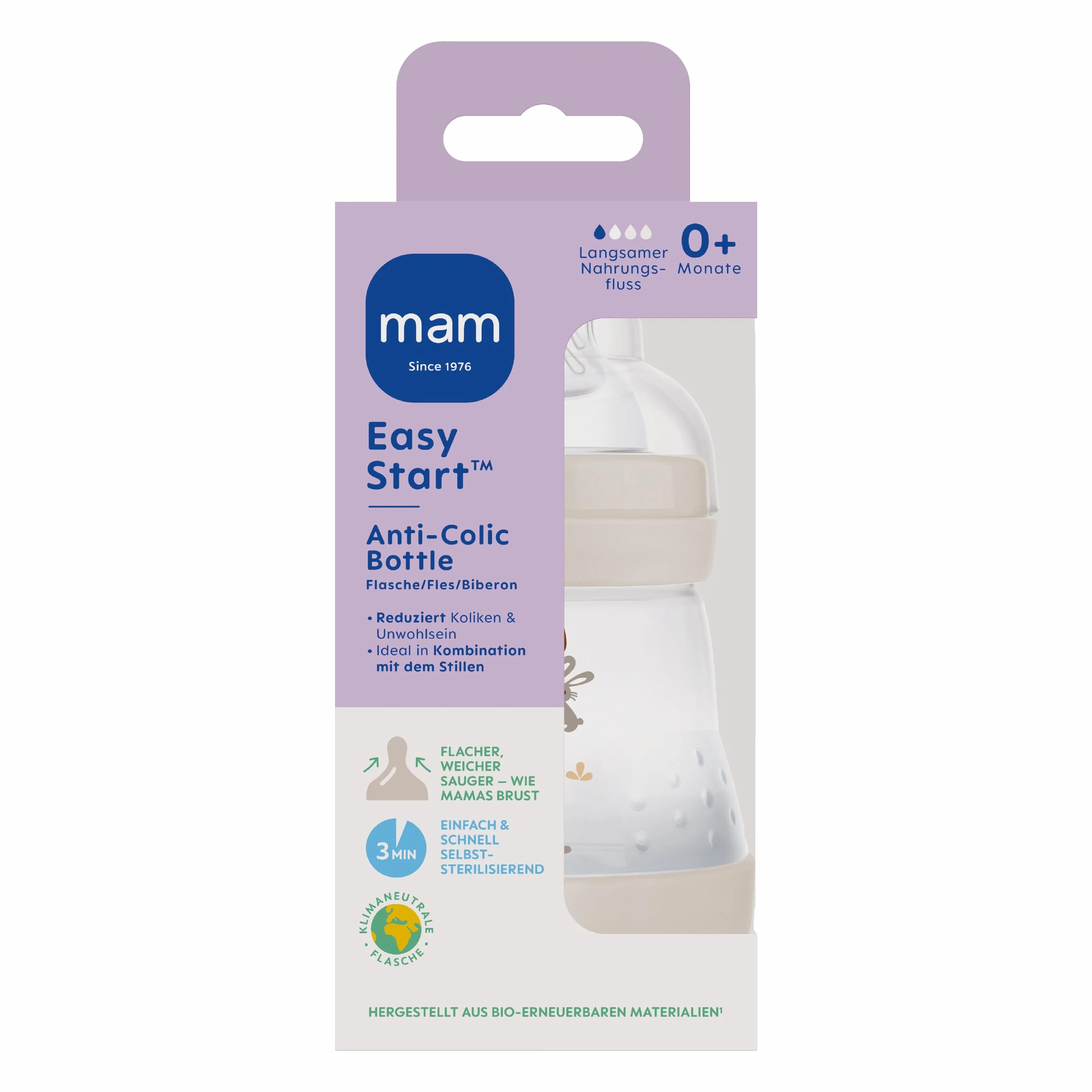 MAM Easy Start Anti-Colic matowy, 160 ml, zając