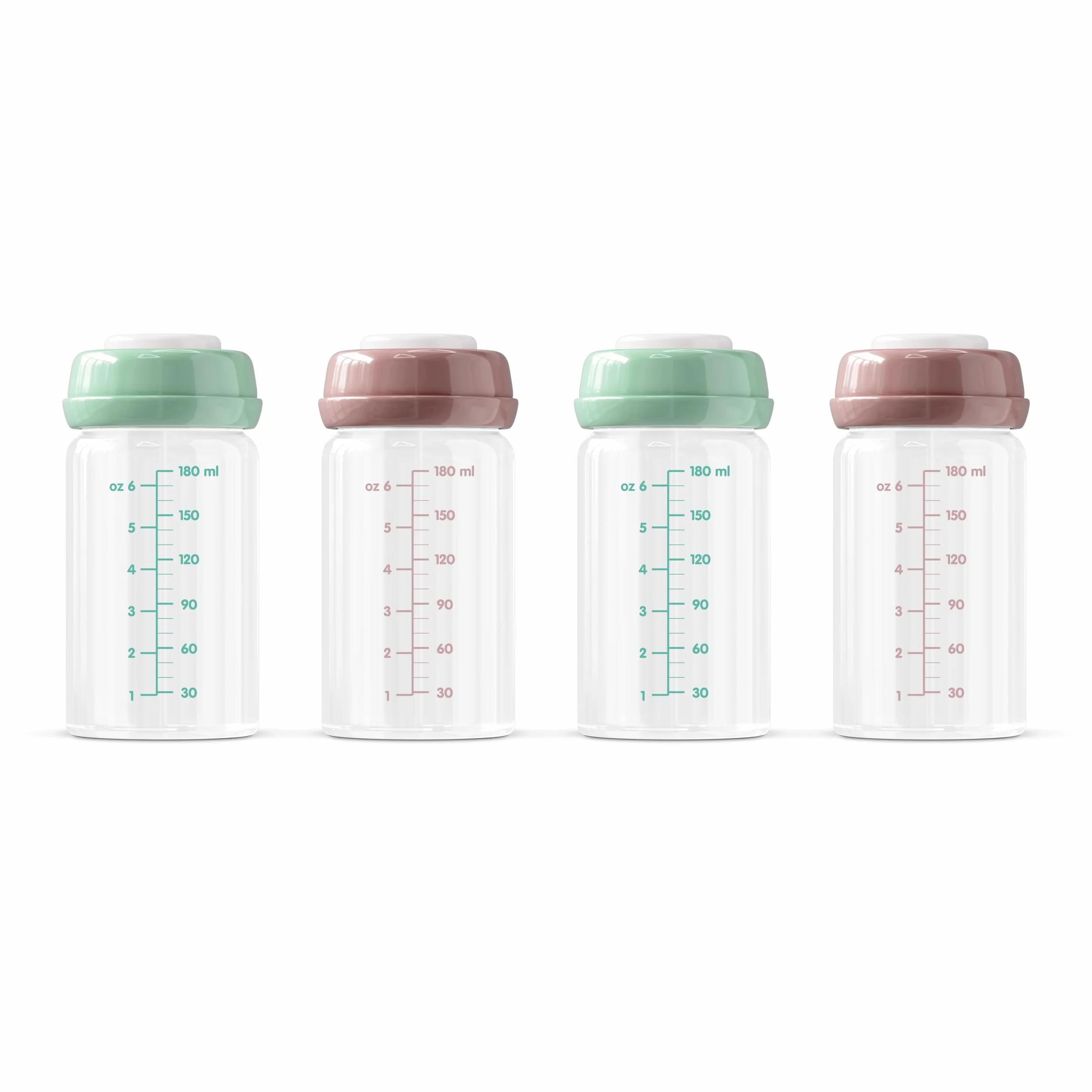 Szklane butelki do przechowywania mleka matki, 180 ml, nadają się do mycia w zmywarce, zamrażarce i kuchence mikrofalowej (szklane butelki do przechowywania mleka matki, 4 x 180 ml)