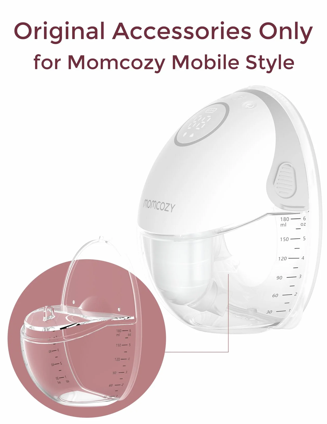 Momcozy Kołnierz 24 mm i zestaw do zbierania mleka do M6, oryginalny styl mobilny, akcesoria zamienne do laktatora M6