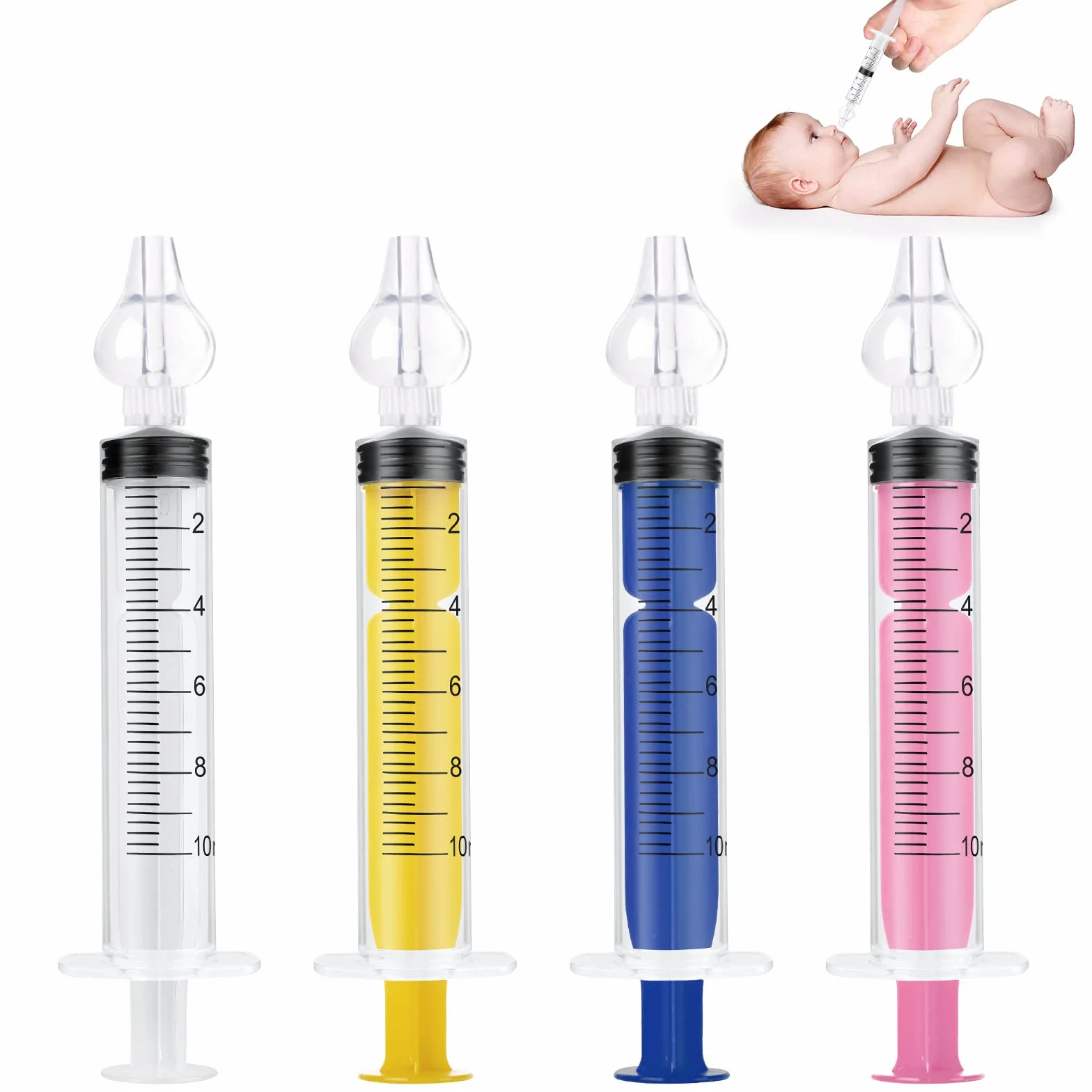 Vicloon Aspirator do nosa, 4 szt. Aspirator do nosa dla niemowląt, irygator do nosa dla noworodków i małych dzieci, bezpieczny środek do czyszczenia nosa z silikonową końcówką ssącą do nosa