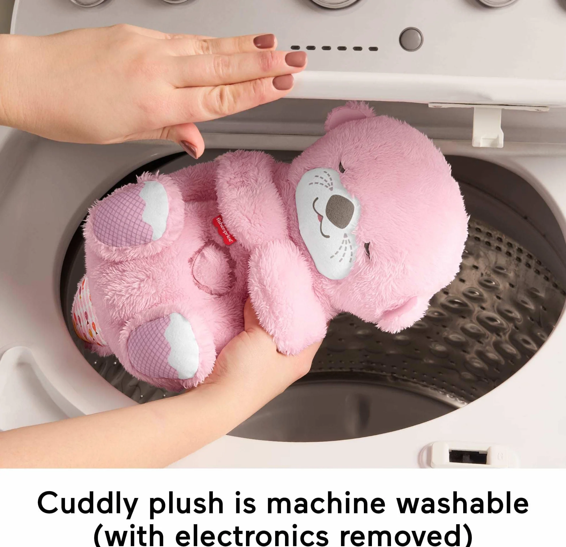 Fisher-Price Różowa Wydra Usypianka-Przytulanka Oddychający uspokajacz, przenośny pluszowy dźwiękowy usypiacz, ruch „oddychania” i światełko, zabawka sensoryczna, przytulanka dla dzieci 0+, JLJ33
