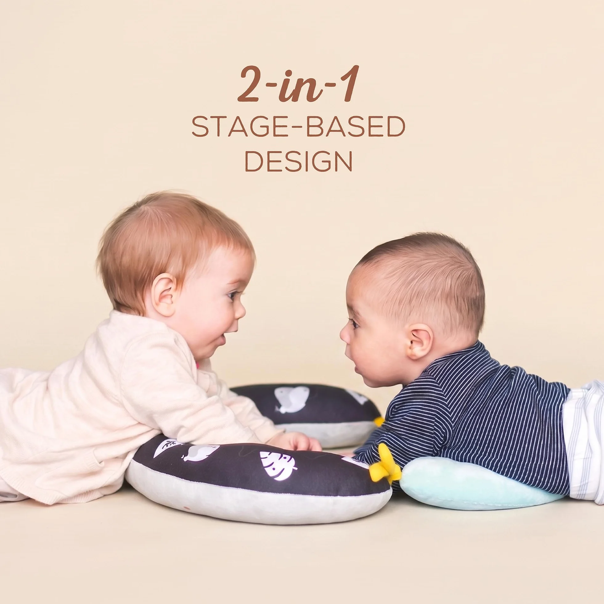 Taf Toys 2 in 1 Tummy Time Developmental Pillow. Multi-use Super Soft Comfy Newborn Baby Nursery Support Pillow. Helps Strengthen Baby's Core & Neck Muscles. Suitable for Boys & Girls from Birth