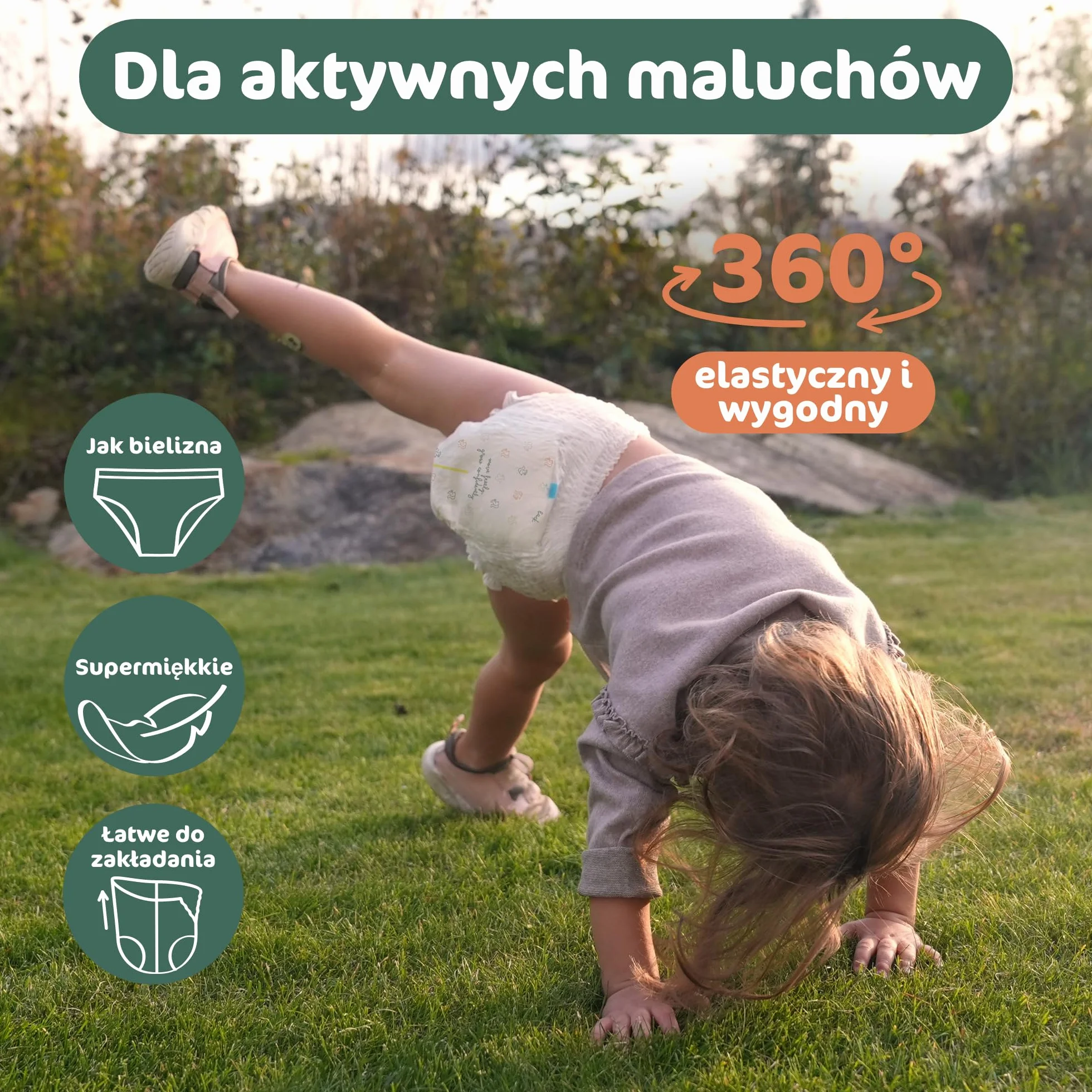 Naty FreeMovers Pieluchomajtki | Dla Wrażliwej Skóry | Miękkie, Bezzapachowe, do Nocnikowania | Chłonne i Przeciekoodporne | Niemowlęta i Dzieci | Rozmiar 4 (8–15 kg), 108 szt.