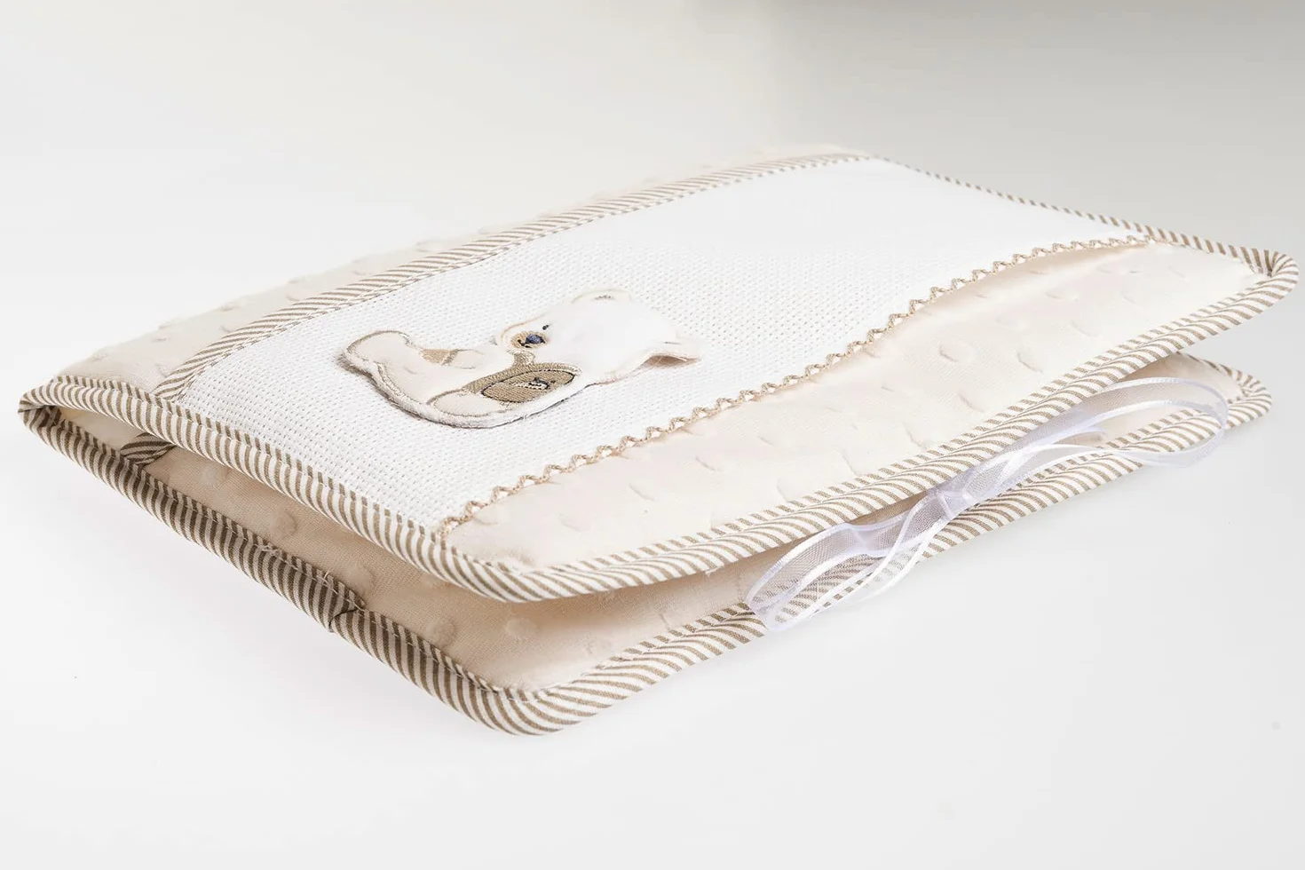 FILET - Torba na pieluchy i chusteczki do haftu z miękką tkaniną, organizer do zmiany biegów z otwarciem broszury, pomysł na prezent dla przyszłych rodziców, Made in Italy, beżowy kolor