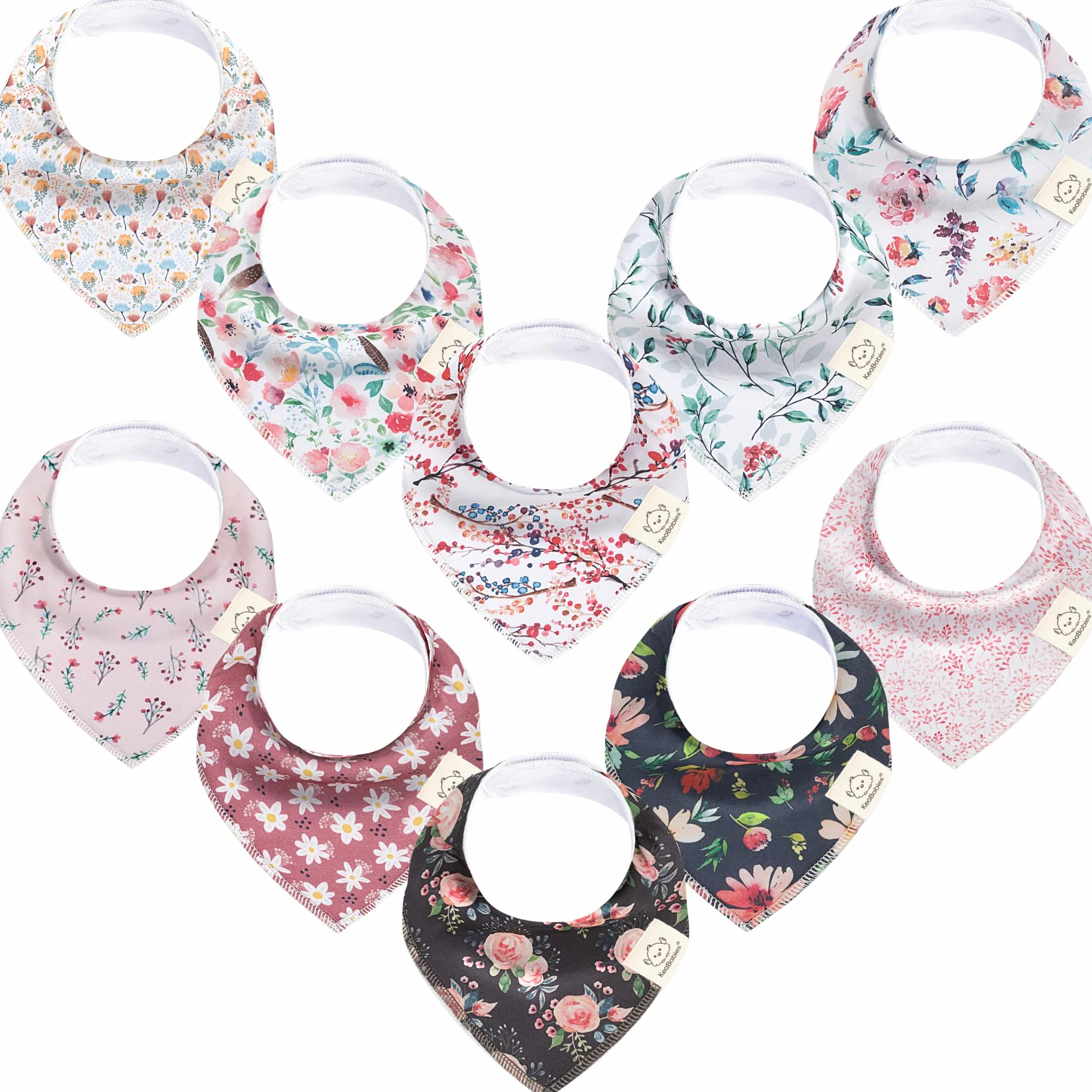 KeaBabies - Bandana Sabber-Lätzchen dla dziewczynek - Super Saugfähig z Bio-Baumwolle - Lätzchen für Zahnen (Tea Party)