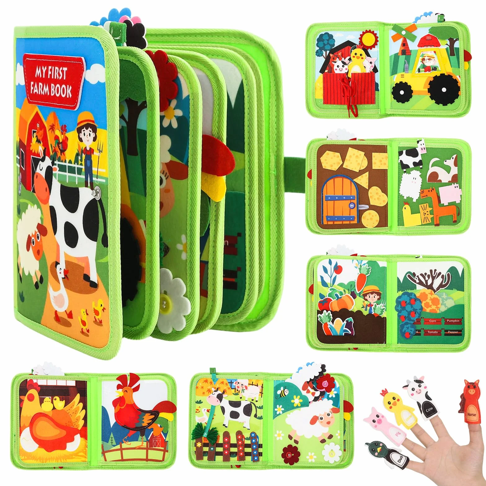 Książka Montessori 1 rok, 23 w 1 Busy Board, Busy Book Farm Theme, Filcowa książka sensoryczna, idealna na rodzinne podróże, przyjęcia urodzinowe