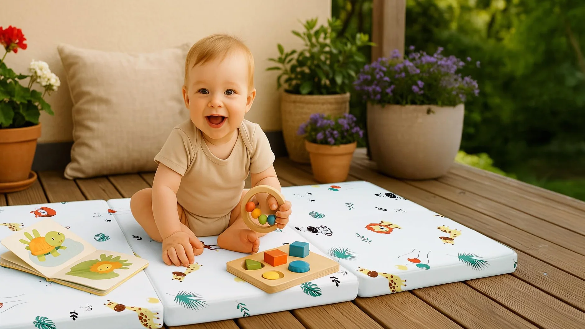 Materac do łóżeczka turystycznego 60x120 cm składany - gruby składany materac dla dziecka materac składany materac dziecięcy łóżeczko turystyczne 120x60 tęczowy
