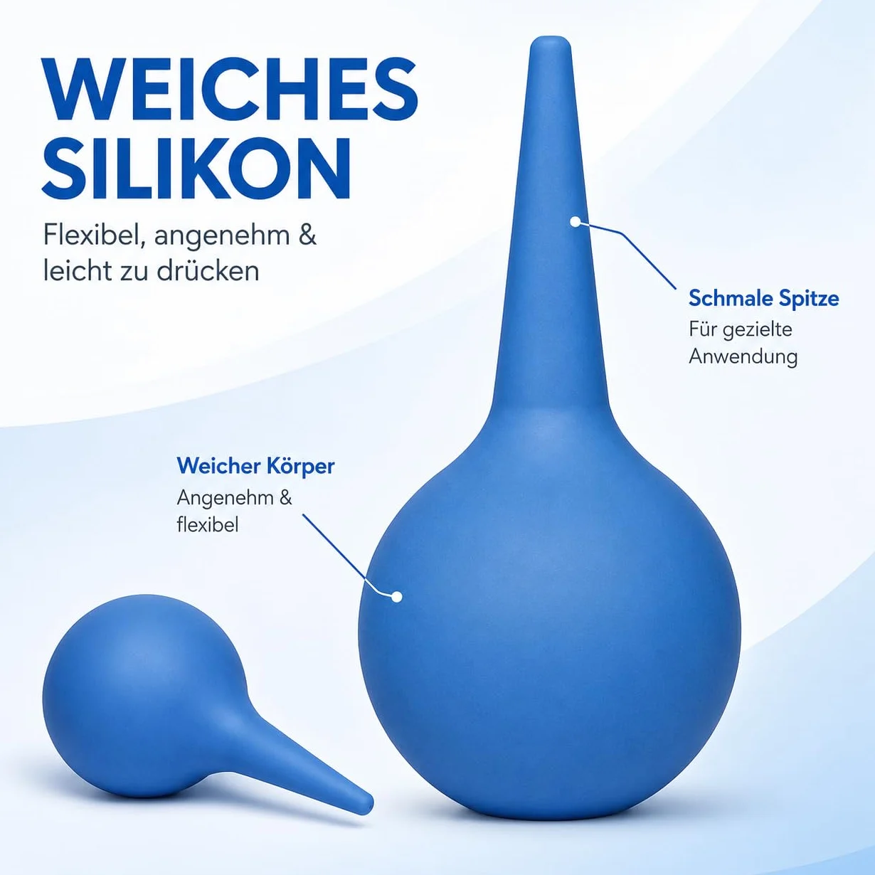 Środek do czyszczenia uszu 60 ml, zestaw do czyszczenia uszu, silikonowy, do usuwania woskowiny, dla niemowląt, dzieci i dorosłych, 2 sztuki (niebieski)