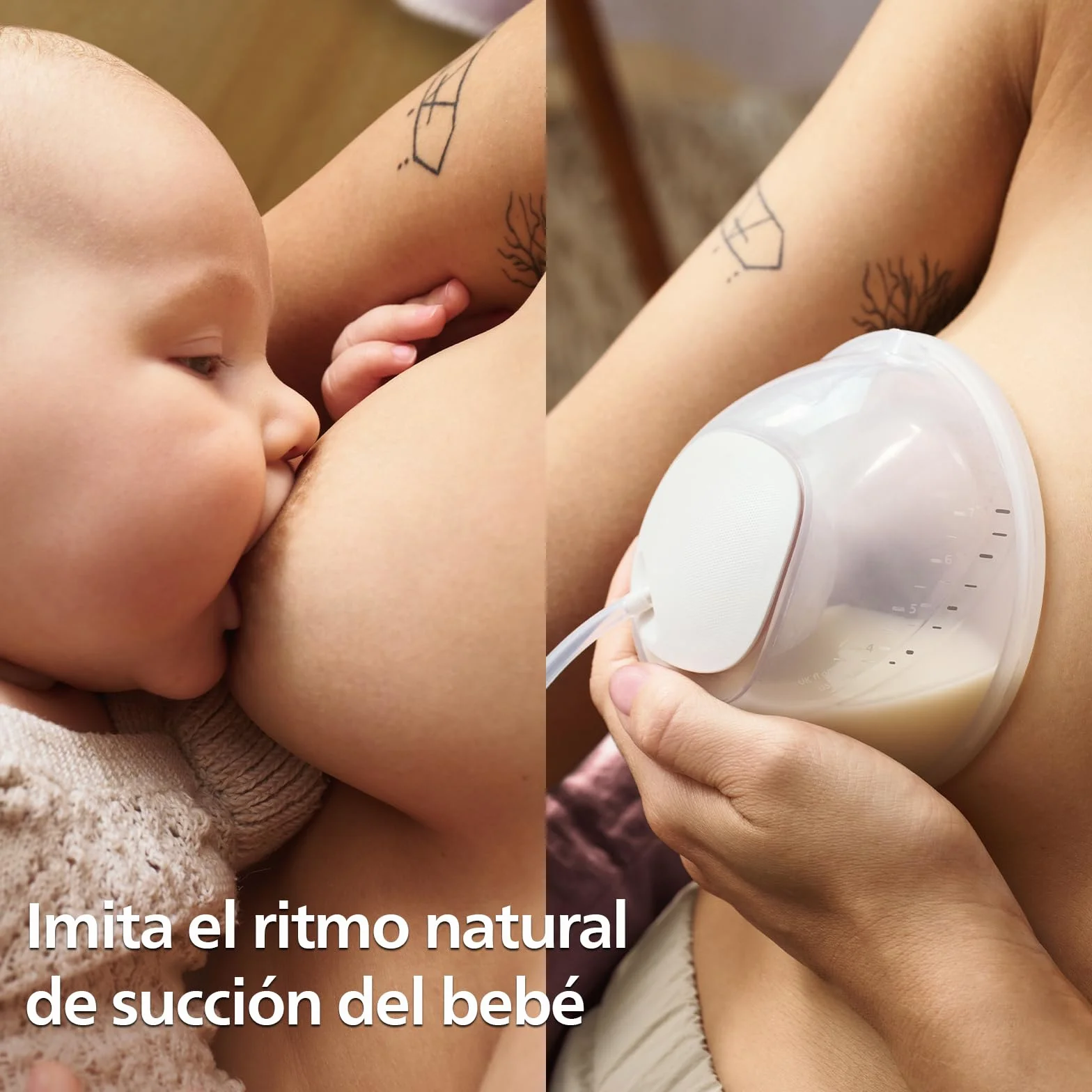Philips Avent Dwa bezdotykowe pojemniki na pokarm, ultralekkie i przezroczyste pojemniki na pokarm do elektrycznego laktatora, 4 osłonki piersi(2× 21mm, 2× 24mm), 2 wkładki laktacyjne 19mm, SCF439/01