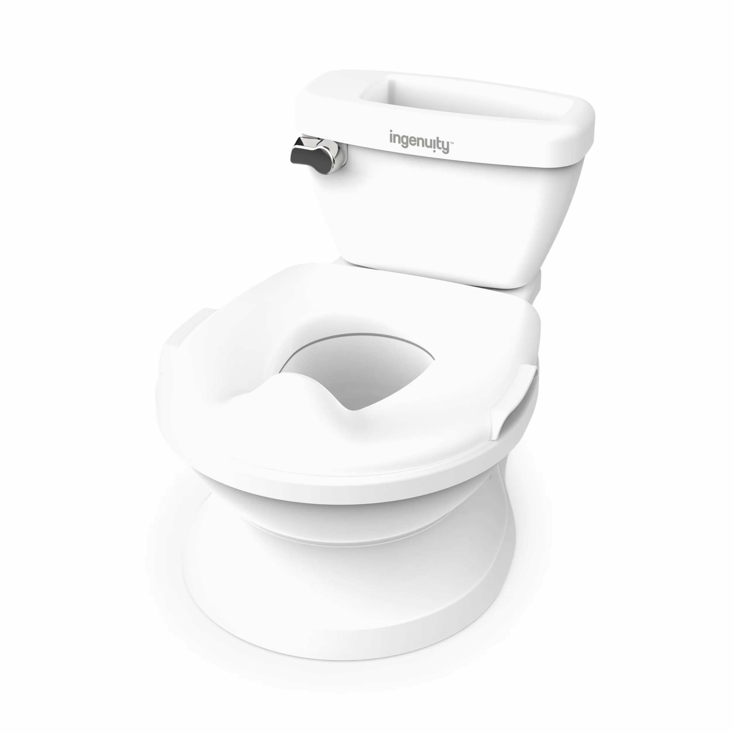 Ingenuity My Size Potty Pro, toaleta do nauki korzystania z nocnika dla niemowląt, realistyczny dźwięk spłukiwania, ochrona przed zachlapaniem, łatwa do czyszczenia, ze zdejmowaną miską