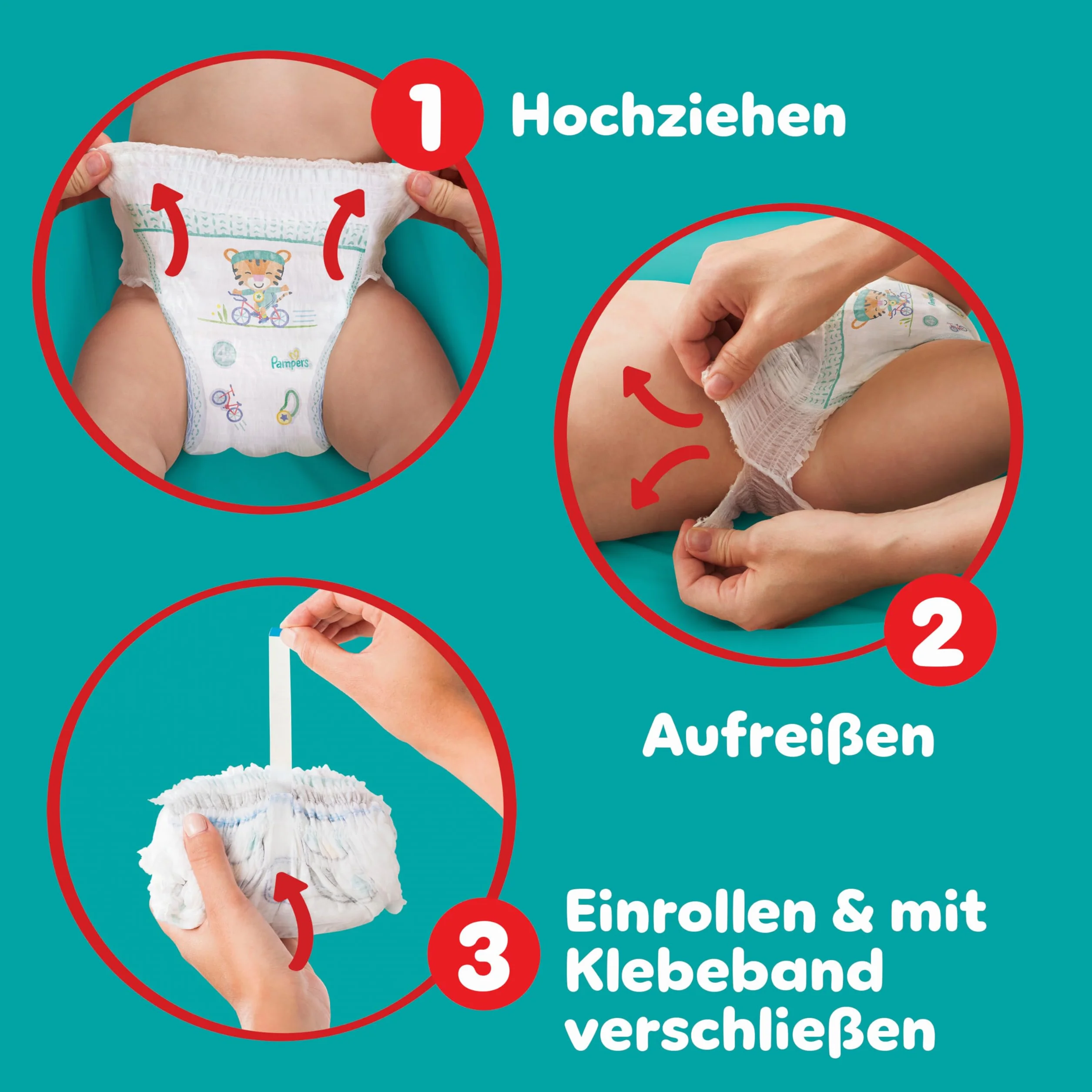 Pampers Spodnie Baby-Dry. Rozmiar 6, 138 pieluch, 14-19 kg, 360° Zabezpieczenie przed wyciekiem z kieszenią Stop & Protect na noc do 100% bez wycieków, opakowanie 1 miesiąc