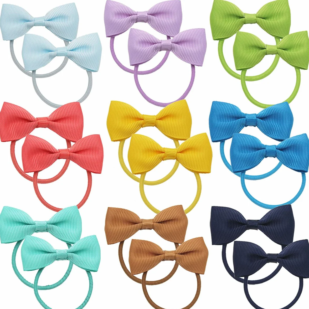 50 sztuk mini kokardek do włosów dla dziewczynek 3,5 cm, taśma rypsowa, elastyczna ozdoba do włosów dla dzieci, małych dzieci, parami (kolor A)