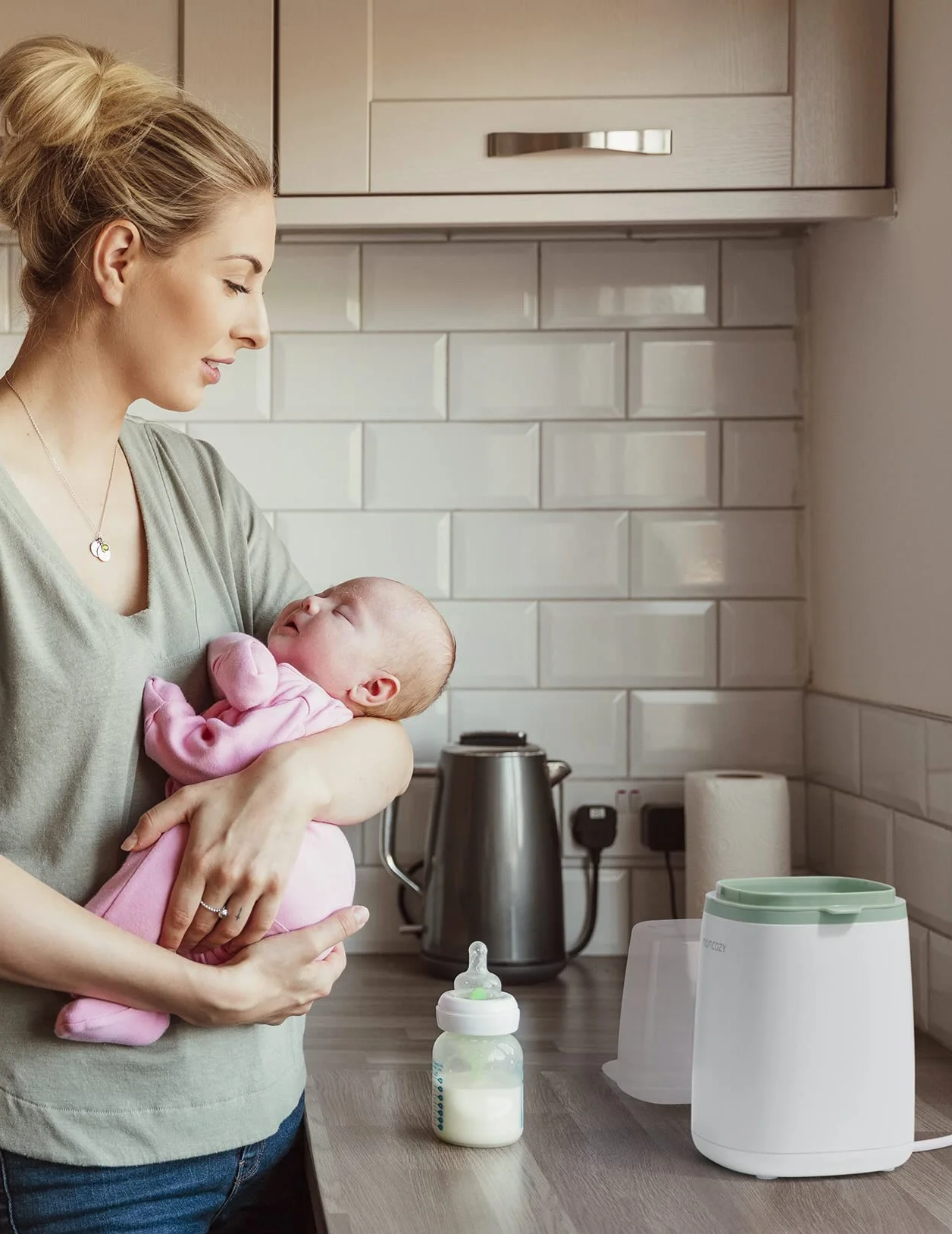 Momcozy Podgrzewacz do butelek, szybki podgrzewacz do mleka dla niemowląt z dokładną regulacją temperatury i automatycznym wyłączaniem, wielofunkcyjny podgrzewacz do butelek do mleka matki,