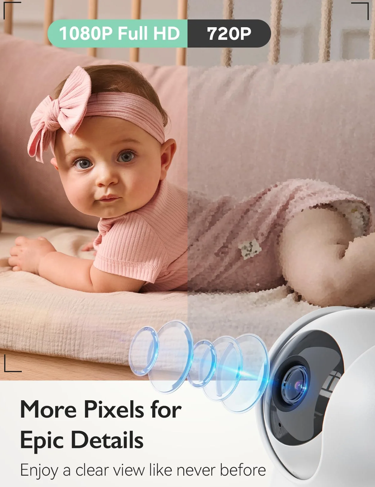 momcozy BM03 Video niania elektroniczna, 5,5 cala 1080p FHD niania z kamerą bez Wi-Fi, noktowizor na podczerwień, VOX, 2-drożne audio, zasięg 500 m, lokalne nagrywanie