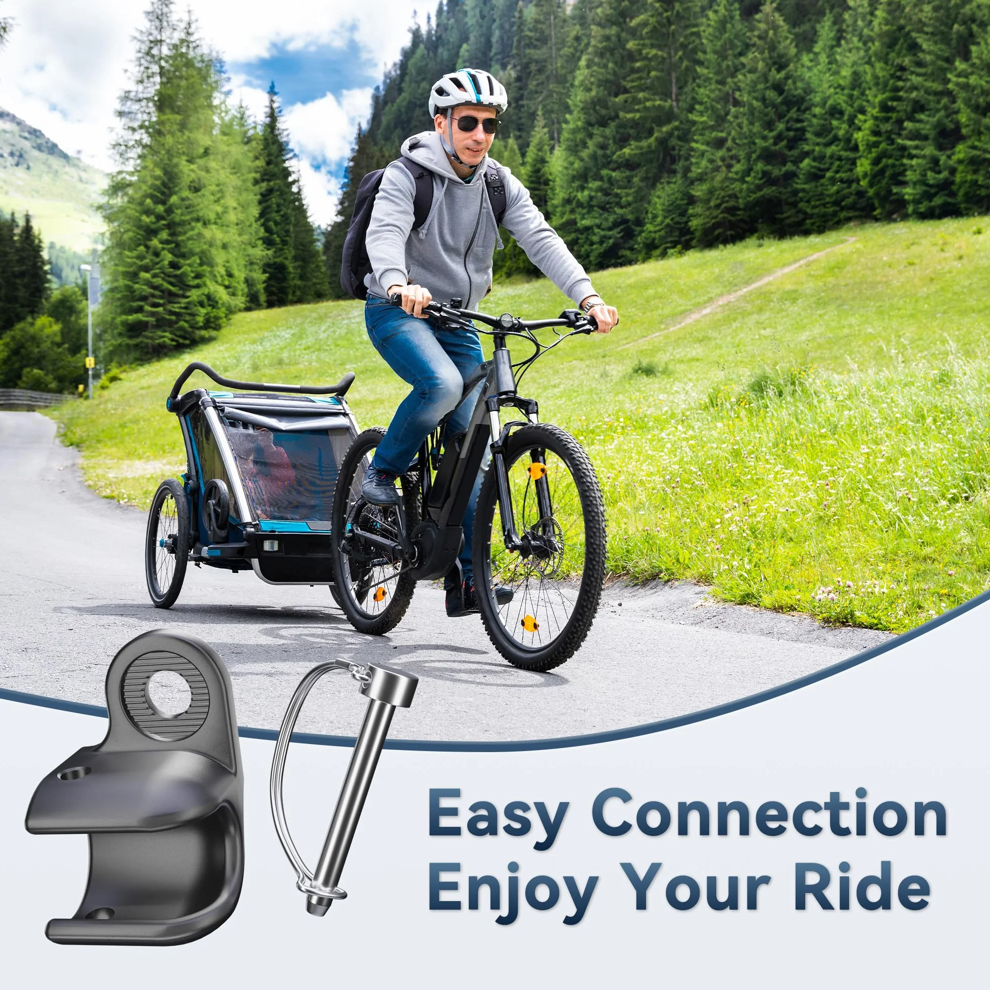 Hak rowerowy do przyczepki rowerowej Thule Chariot & Coaster, stabilny hak holowniczy z kołkiem bezpieczeństwa, hak rowerowy do przyczep dla psów, przyczep dziecięcych, przyczep towarowych