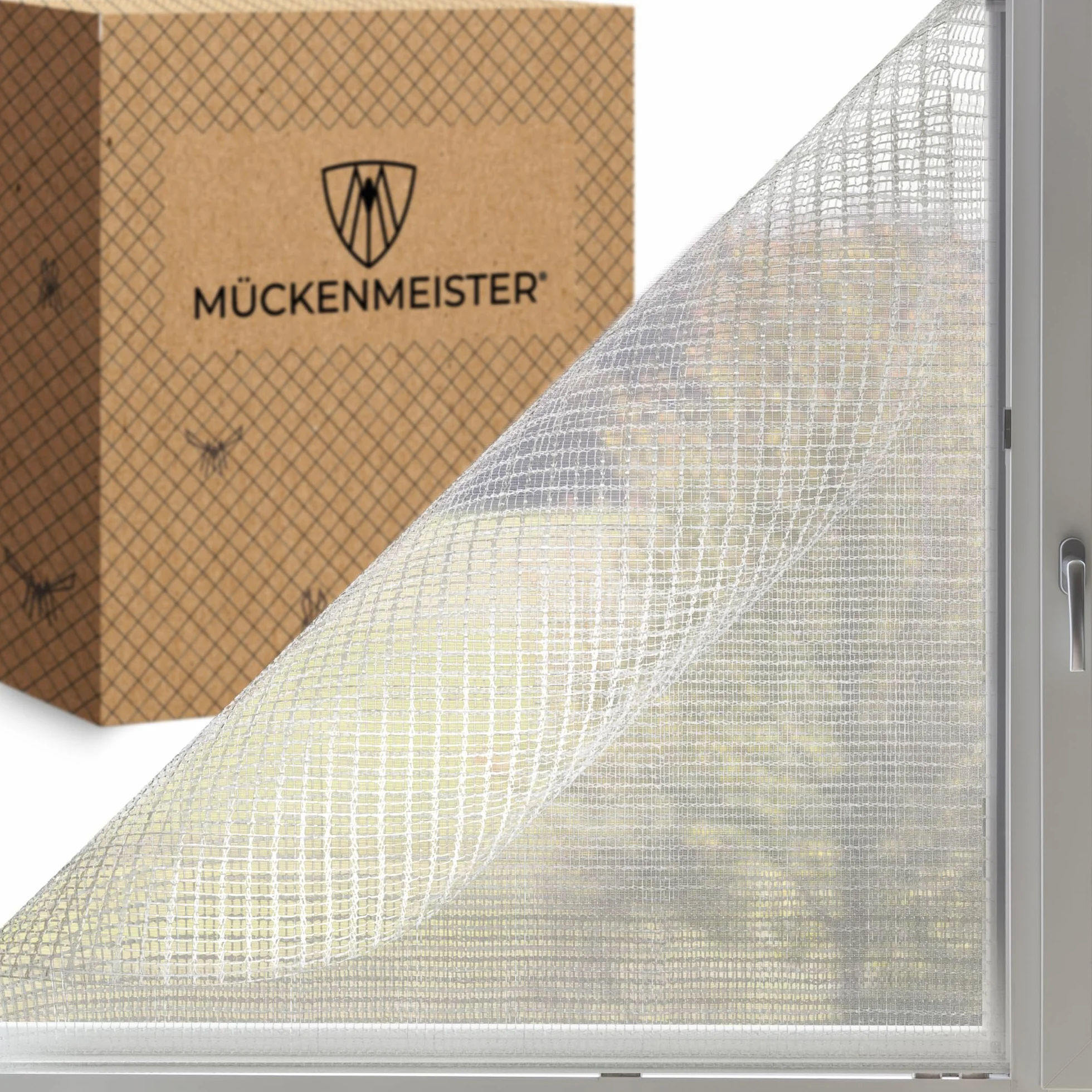 MÜCKENMEISTER® Moskitiera okienna (130 x 150 cm, biała) – moskitiera na okno z możliwością przycięcia, ochrona przed owadami na okno z paskiem klejącym