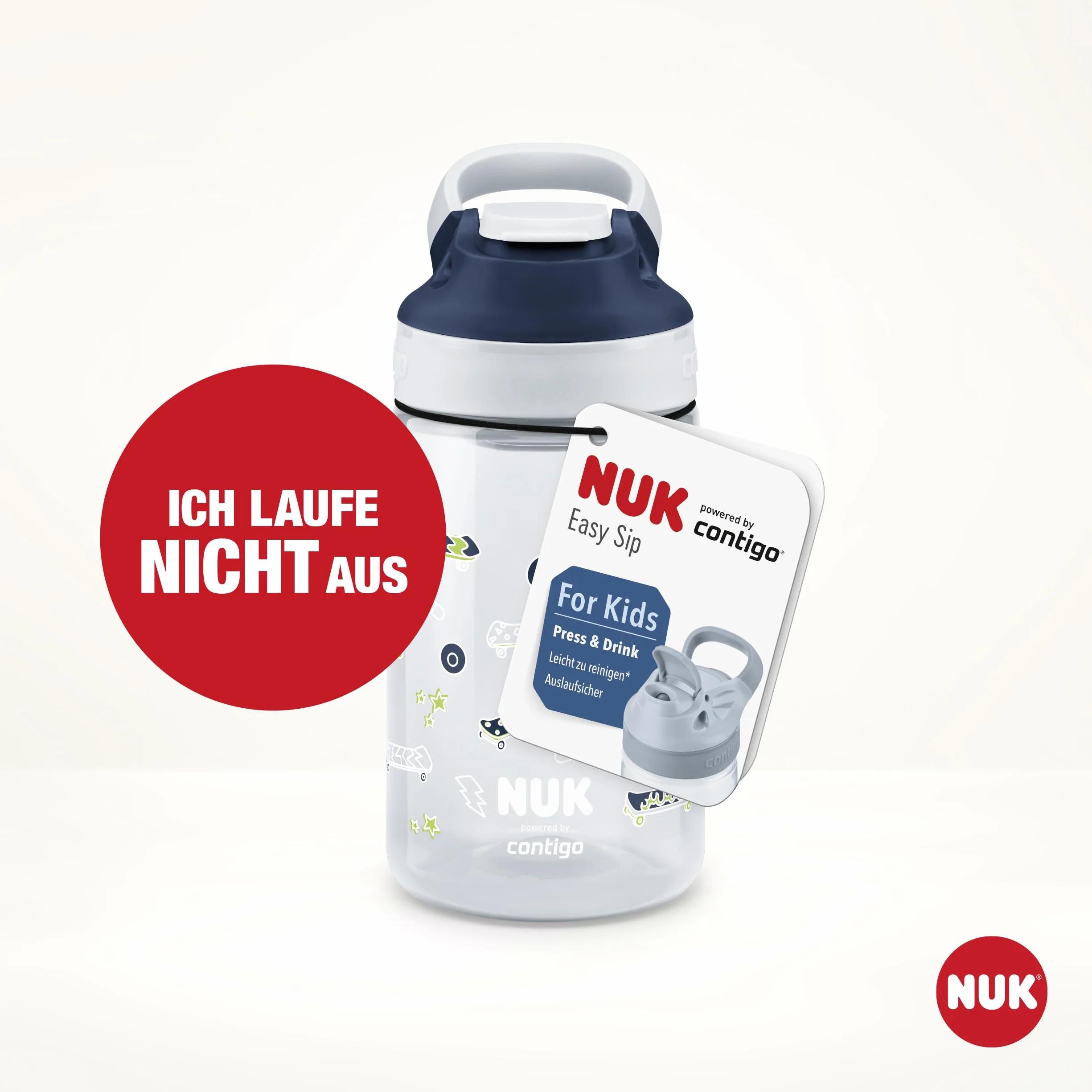 NUK By Contigo Easy Sip Cup butelka do picia dla dzieci (od 4 lat) | zabezpieczona przed wyciekiem | wyprodukowana z wytrzymałego tritanu | nie zawiera BPA | nadaje się do mycia w zmywarce | 420 ml |