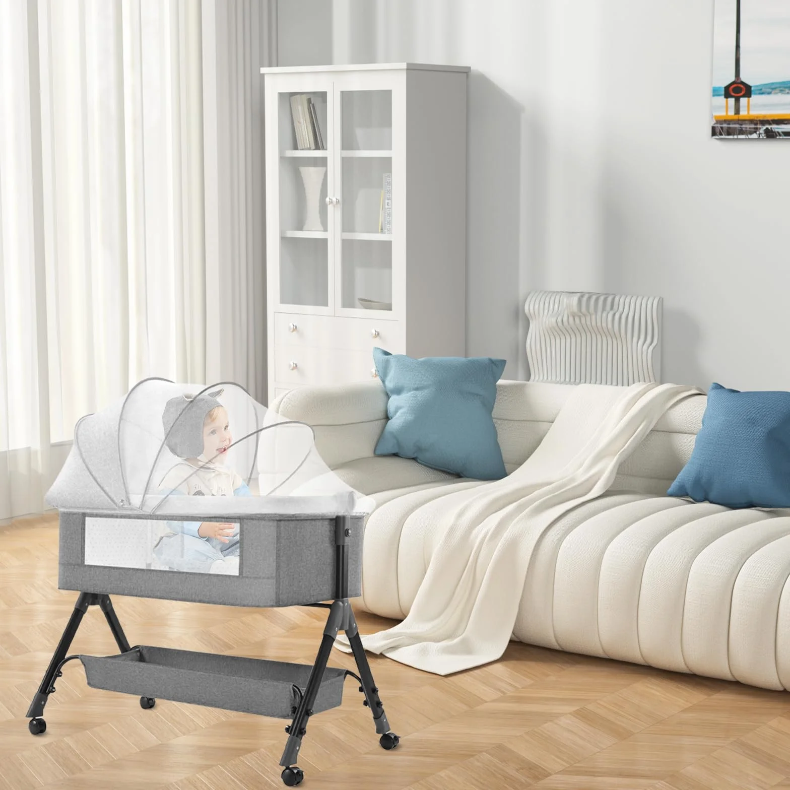 Uniwersalna moskitiera do łóżeczka dziecięcego: WEGREAT 100 x 55 cm, ochrona przed owadami do łóżeczka podróżnego z zamkiem błyskawicznym, składana moskitiera do łóżeczek dziecięcych, moskitiera do