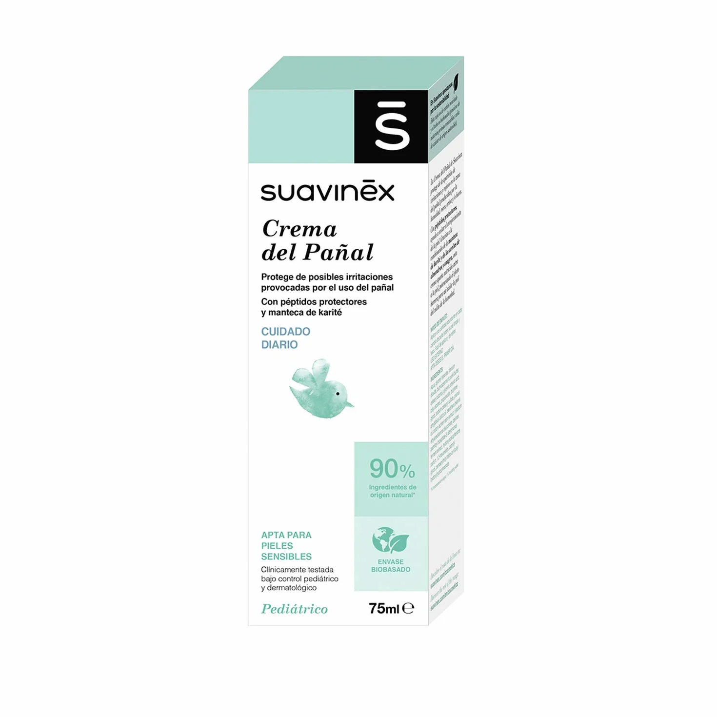 Suavinex, Krem do wymiany dla niemowląt, 75 ml, Odpowiedni dla skóry wrażliwej, 90% składników pochodzenia naturalnego, kremowy krem do wymiany, chroni przed podrażnieniami