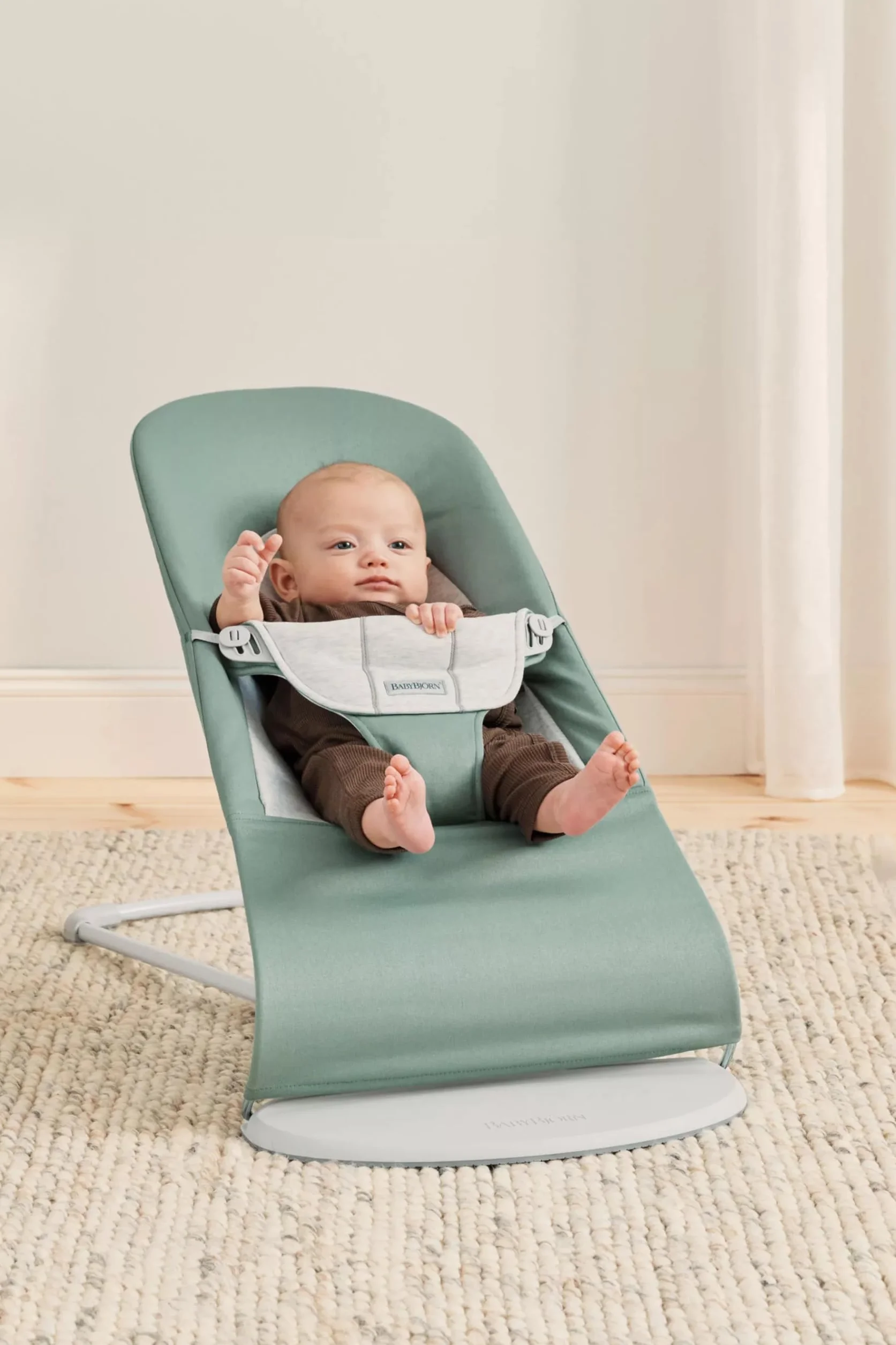 BabyBjörn Huśtawka dziecięca Balance Soft,tkana/Jersey, szaro-zielony/szary