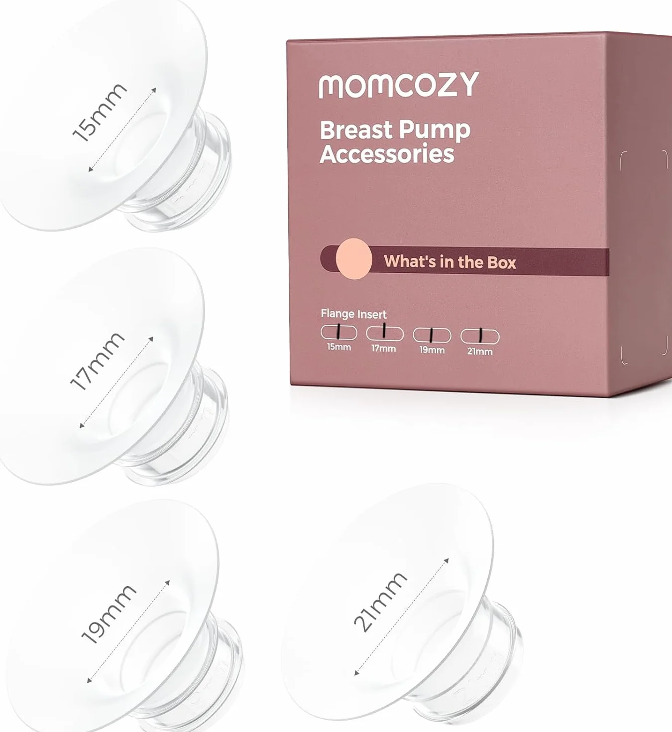 Wkładka kołnierzowa Momcozy 15/17/19/21 mm – pasuje do laktatora Momcozy M5/M6/M9, 4 sztuki