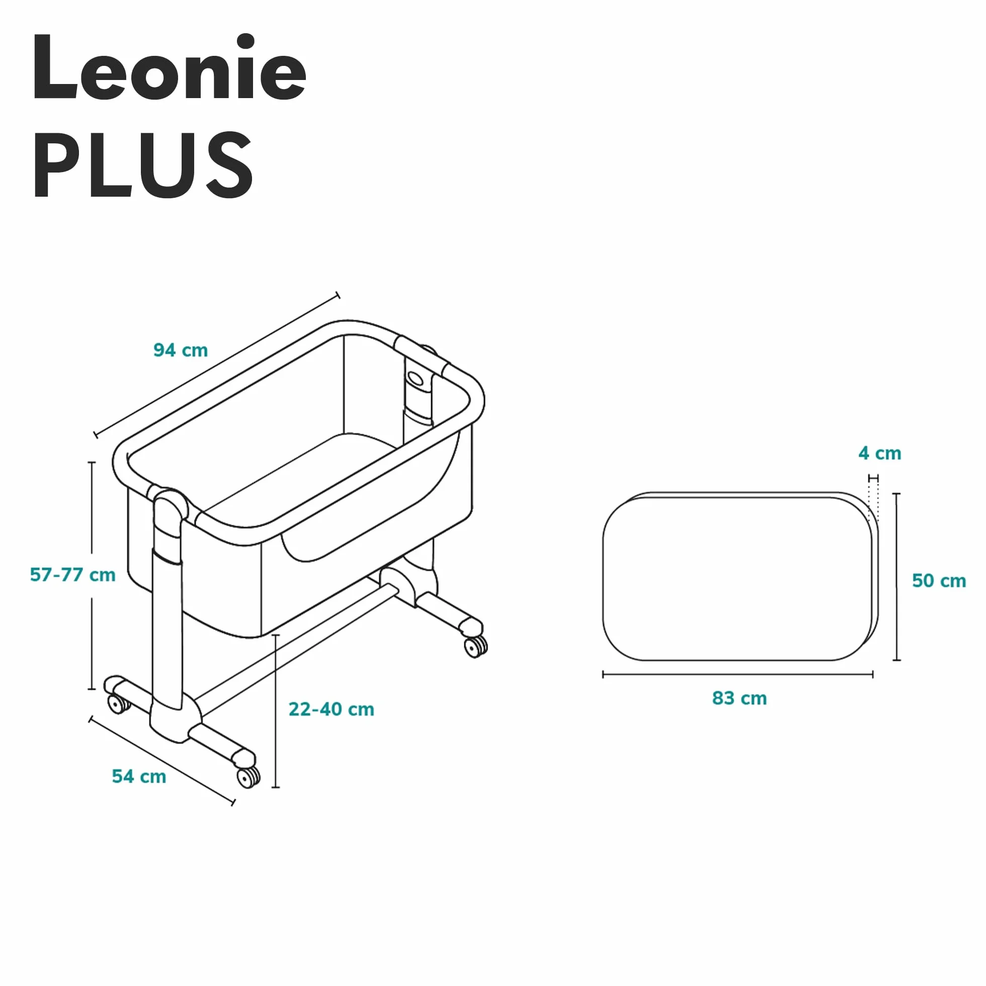 LIONELO LEONIE Plus 3 w 1 Dziecięce Łóżeczko Wolnostojące do 9kg, Łóżeczko Dostawne i Kołyska, Regulacja Wysokości, Przewiewne Ścianki, Odpinany Bok, Kółka z Hamulcem Duży Kosz