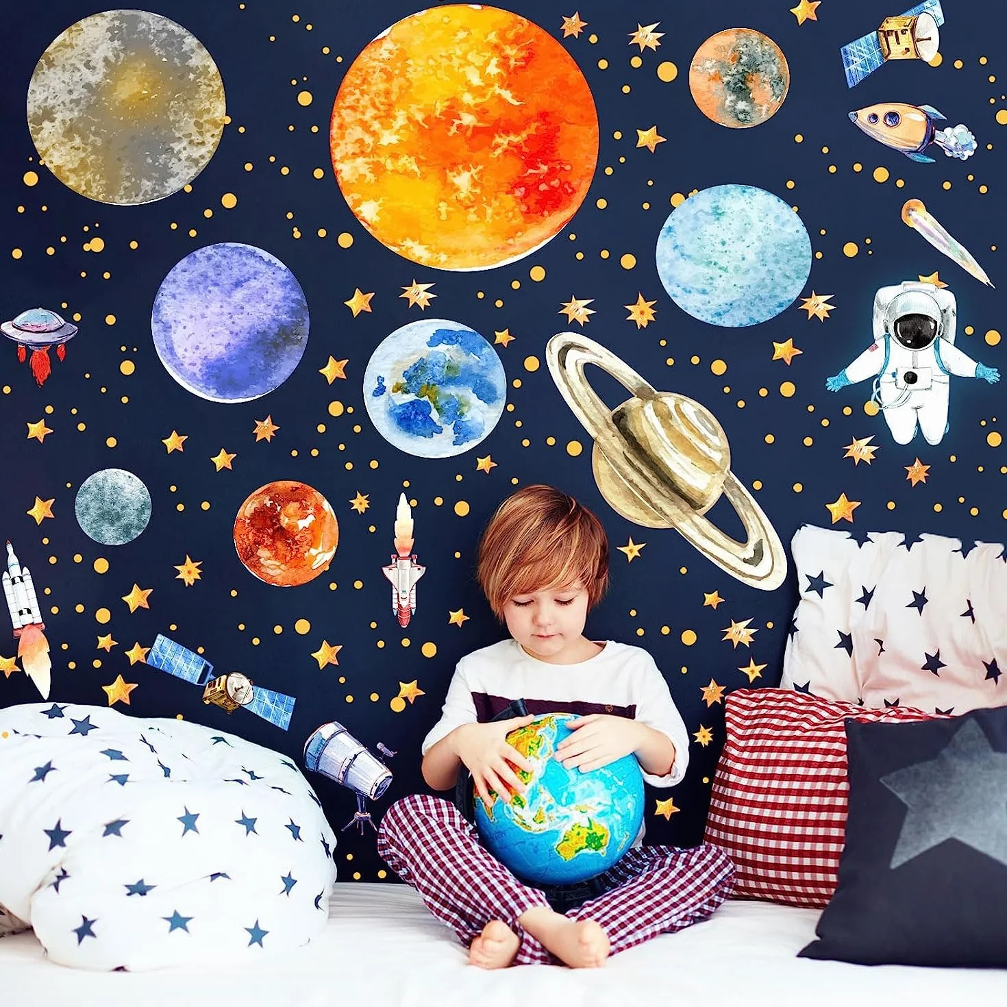 Naklei do ścian, świecące naklejki 9 planet, świecące gwiazdy, astronauta, planety, świecące naklejki, tatuaż ścienny, świecące gwiazdy, układ słoneczny, fluorescencyjne naklejki ścienne, dekoracyjne
