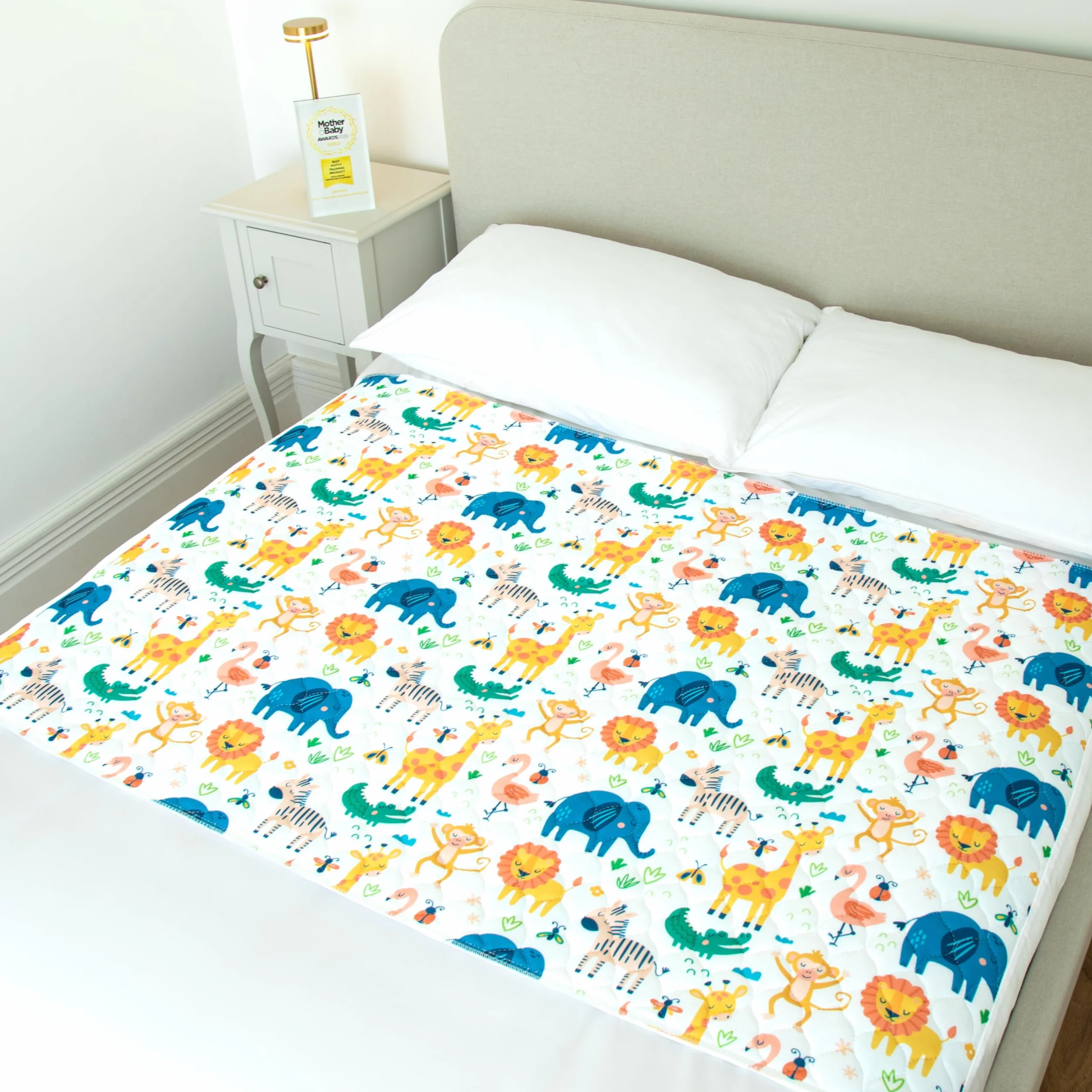 Podkładki na łóżko do nauki korzystania z nocnika, podwójne łóżko, 100% wodoodporny ochraniacz na materac, rozmiar 132 cm x 91 cm (plus zakładki) do prześcieradeł do zwilżania łóżka