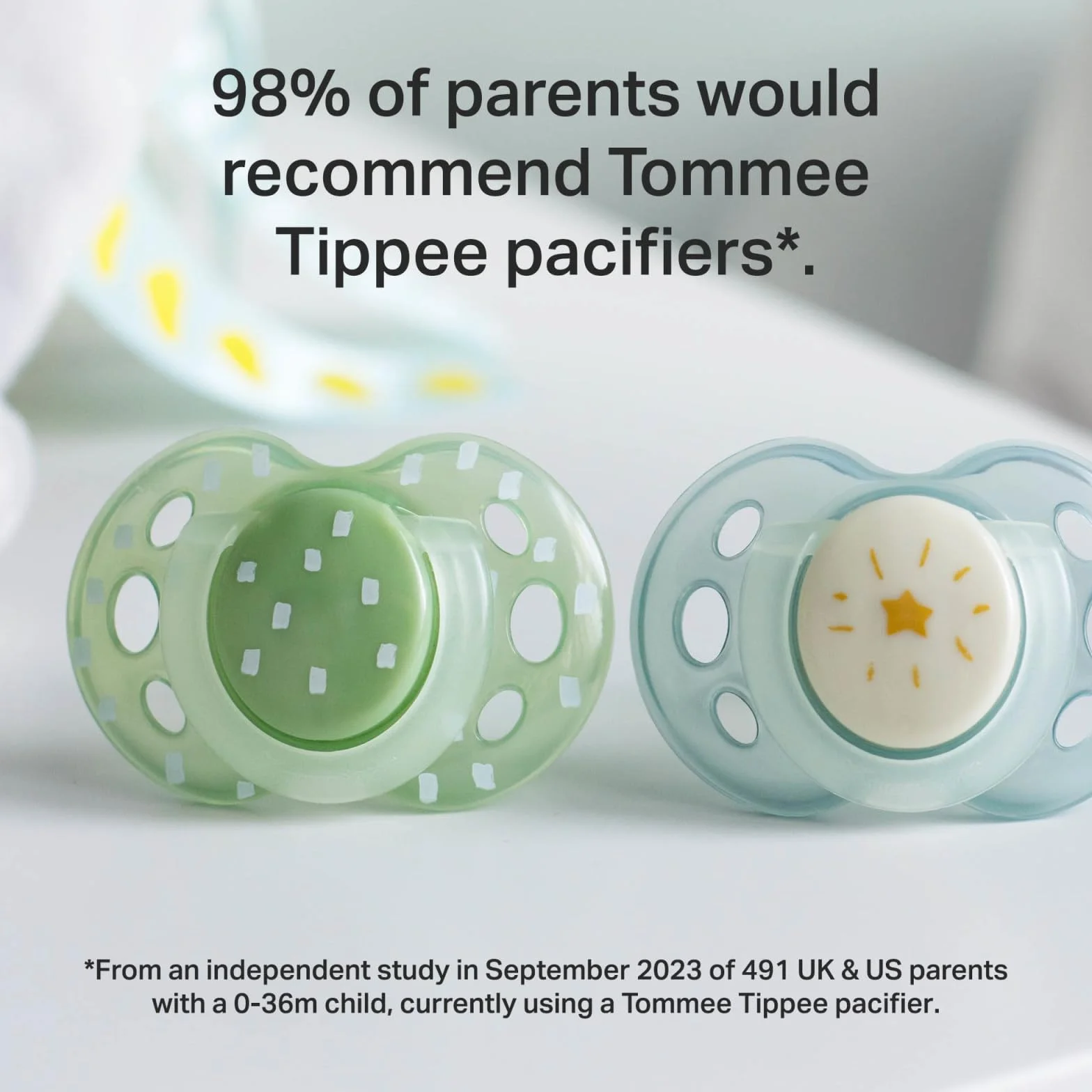 Tommee Tippee smoczek nocny, 18-36 miesięcy, 6 świecących się smoczków z kapsułką do sterylizacji wielokrotnego użytku