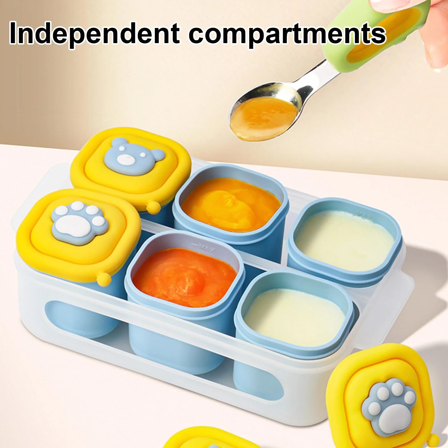 Baby Food Freezer Tray, Foods Storage Mold, 1.97x1.97x2.36 inches Textures Breastmilk Organizer Container, Dishwasher Safe, Silicone Tray for Homemade Purees and Breast Milk Use