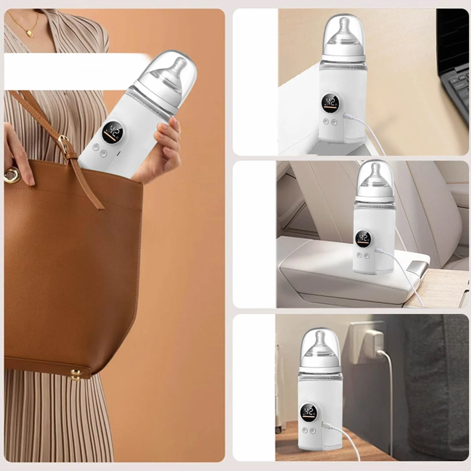 Bottle Warmer - USB Bottle Milk Warmer | Portable Bottles Warming With Fast Heating, Milk Heater For Feeding Nursery Home Travel Camping Car Safety Infant Use